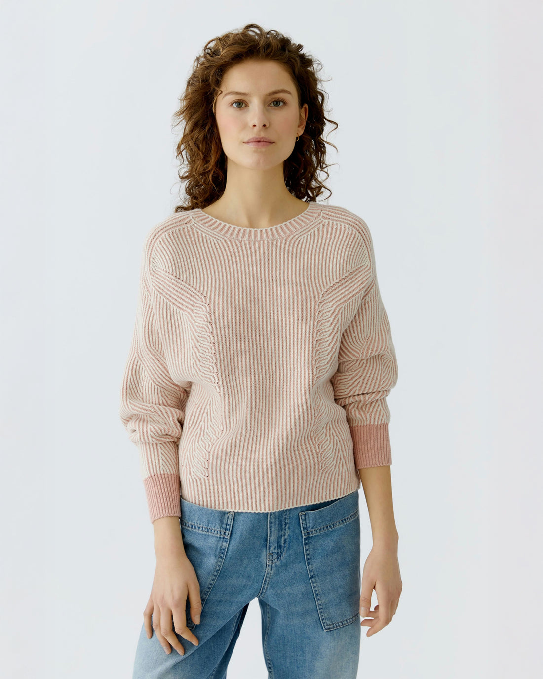 Round Neck Jumper - White Red