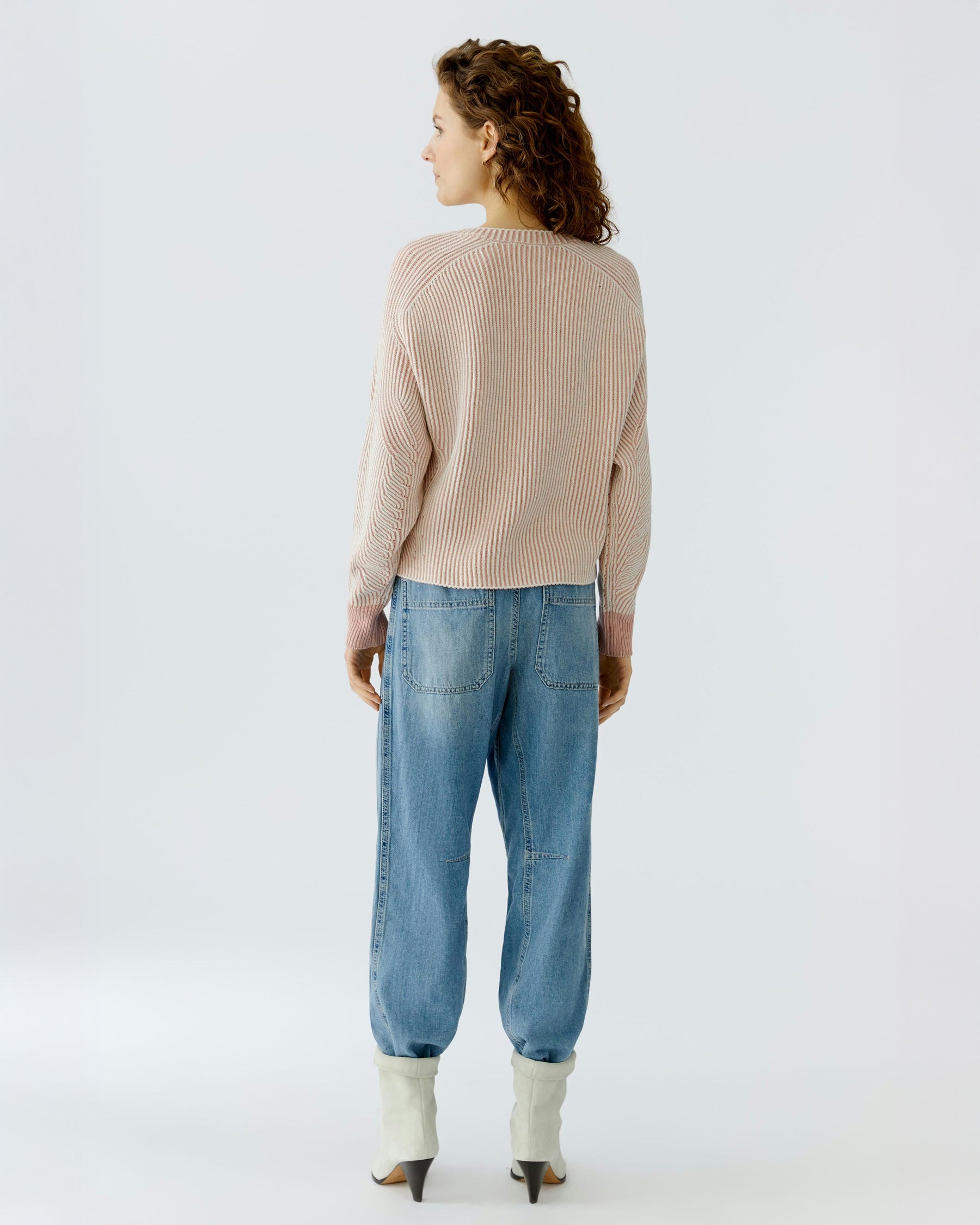 Round Neck Jumper - White Red