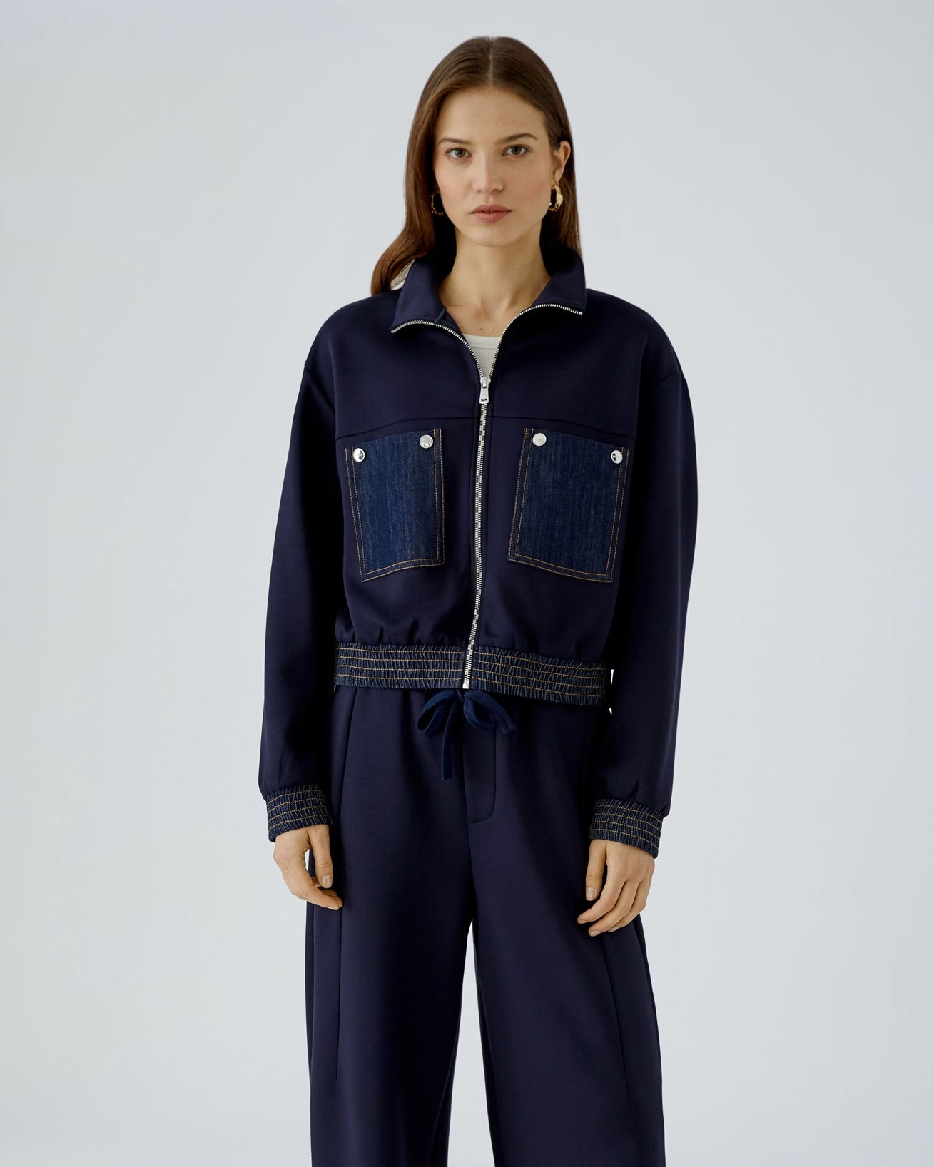 Denim Pocket Zip Jacket - Navy