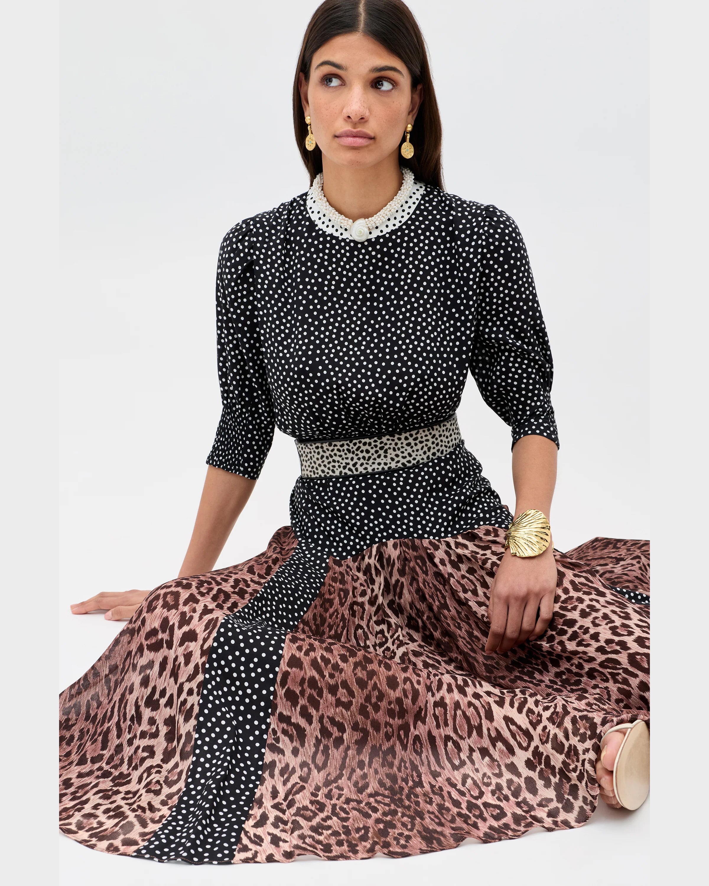 Meg Dress - Leopard Polka Dot