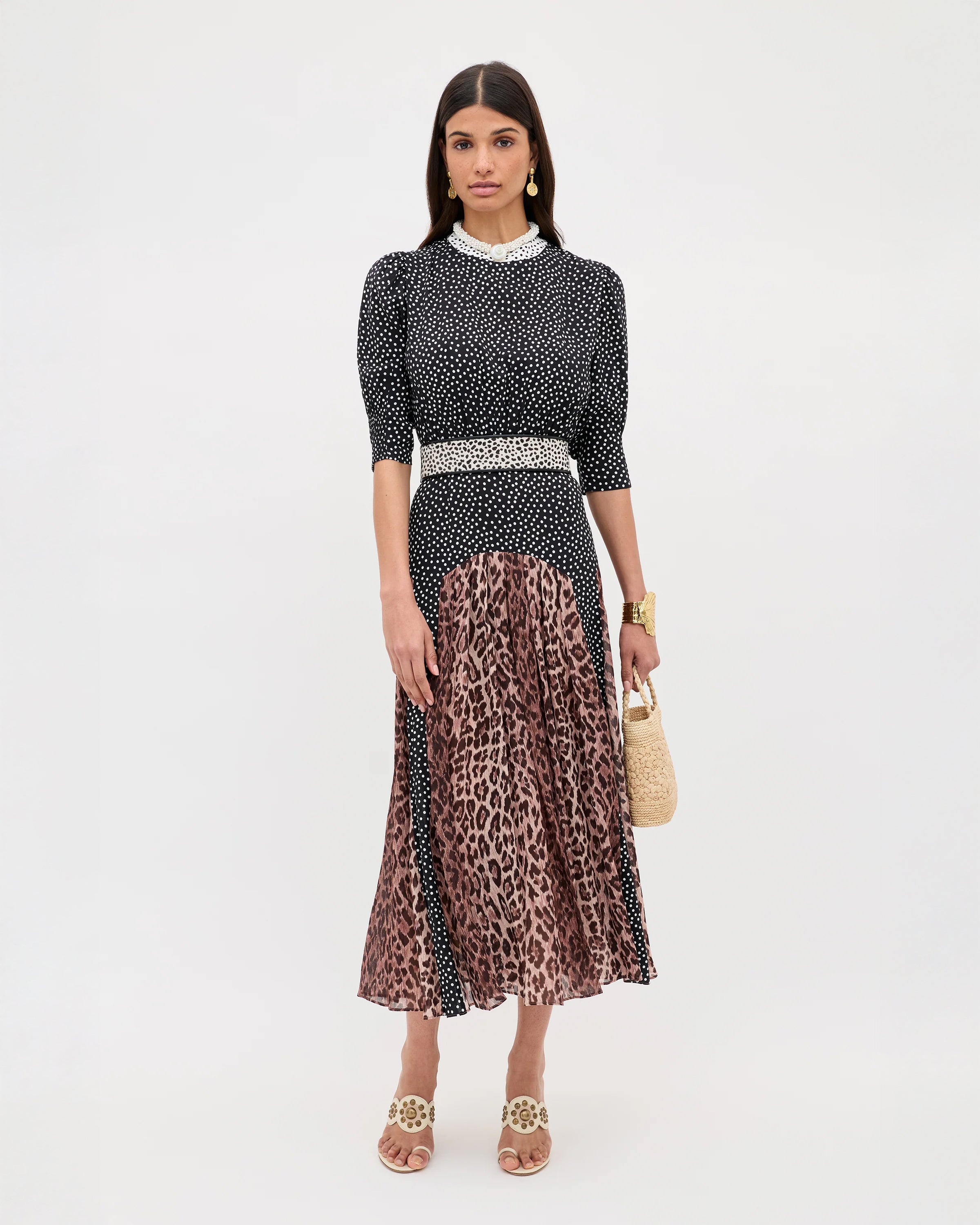 Meg Dress - Leopard Polka Dot