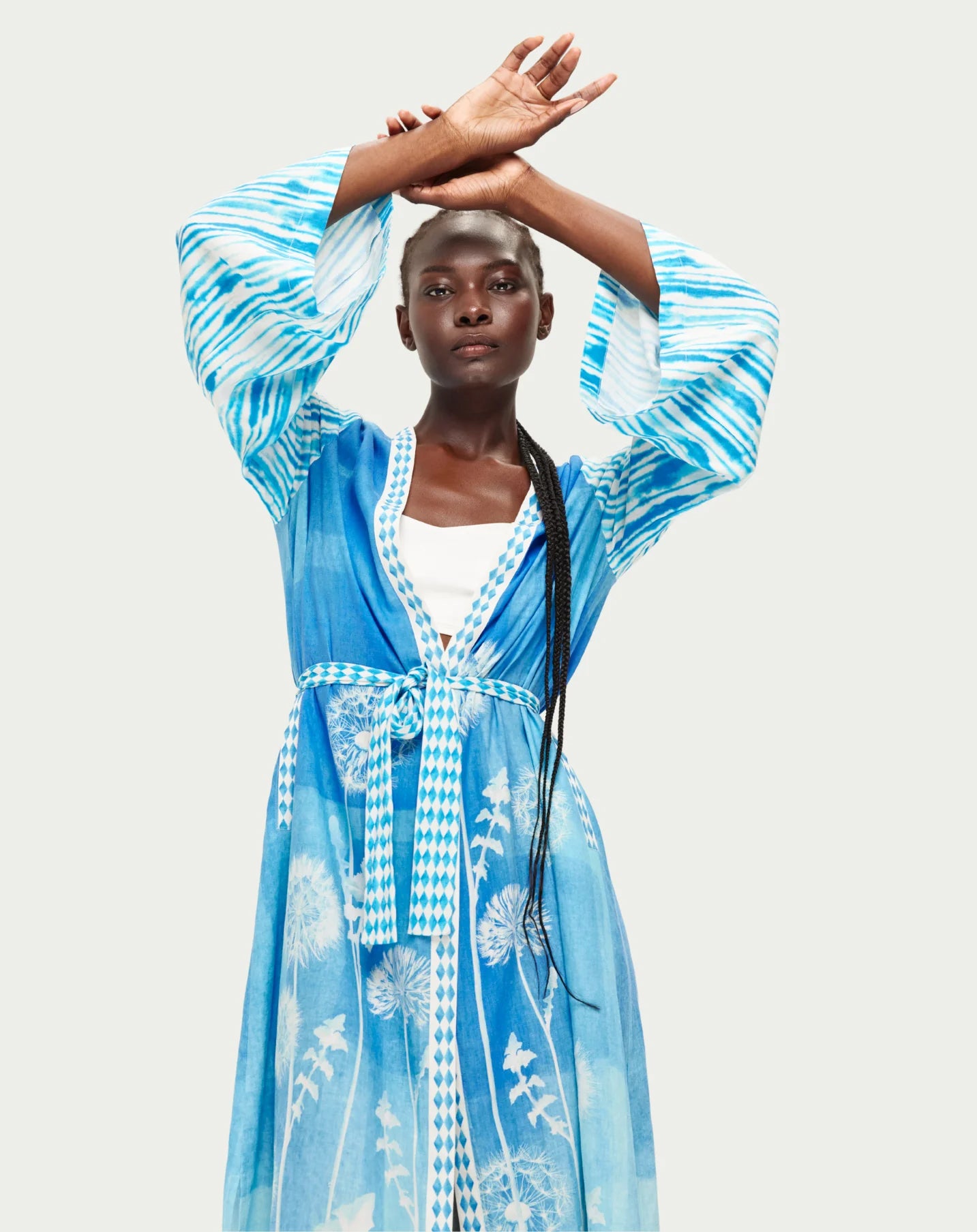 Lina Kimono Dress - Indigo Garden