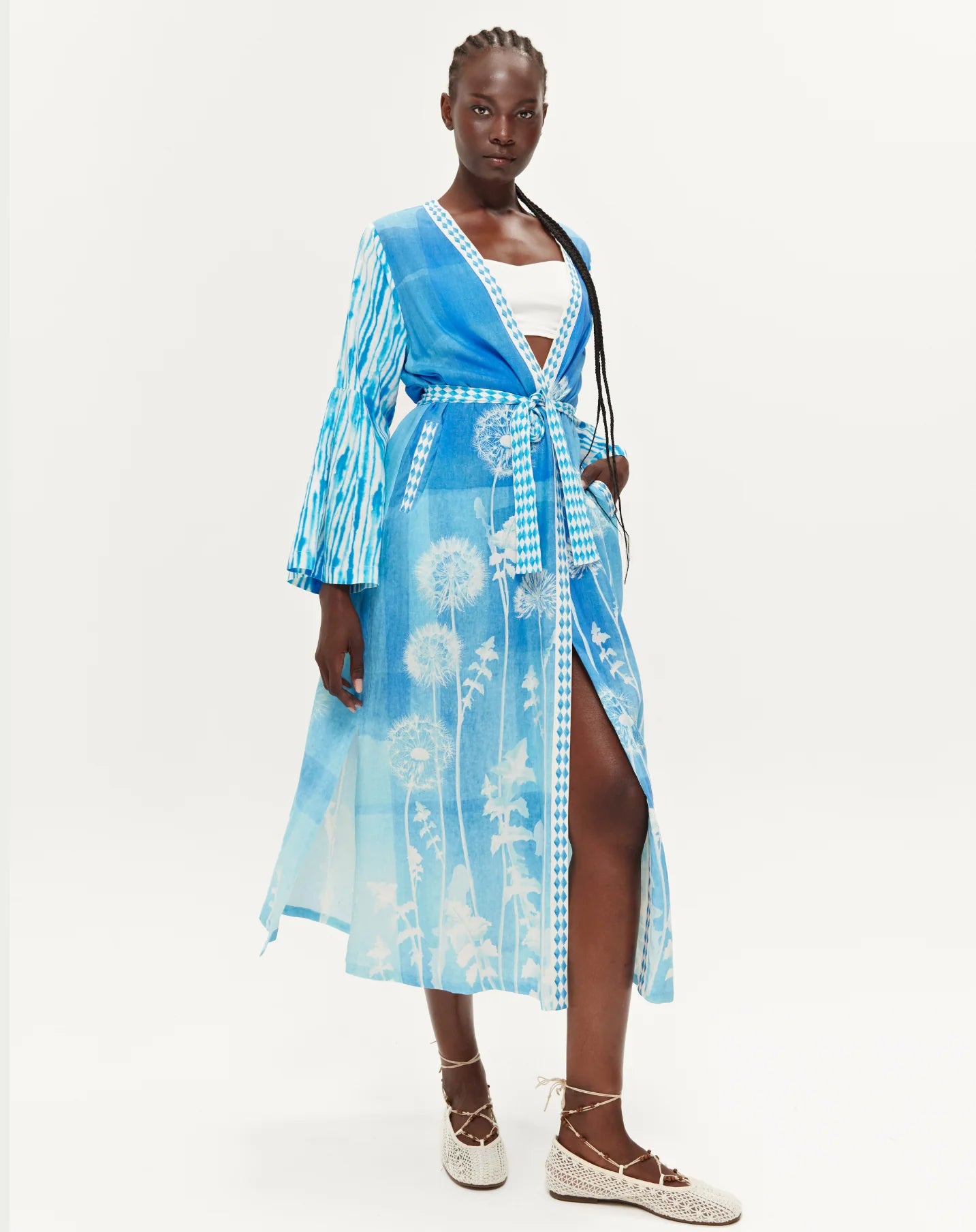 Lina Kimono Dress - Indigo Garden