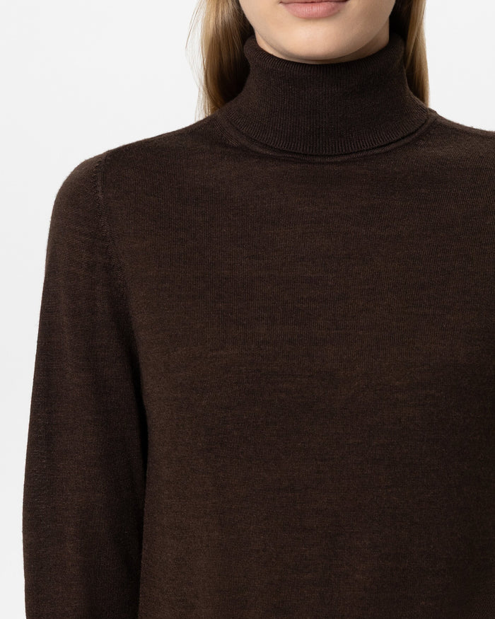 Wool Mix Turtleneck Knit - Truffle
