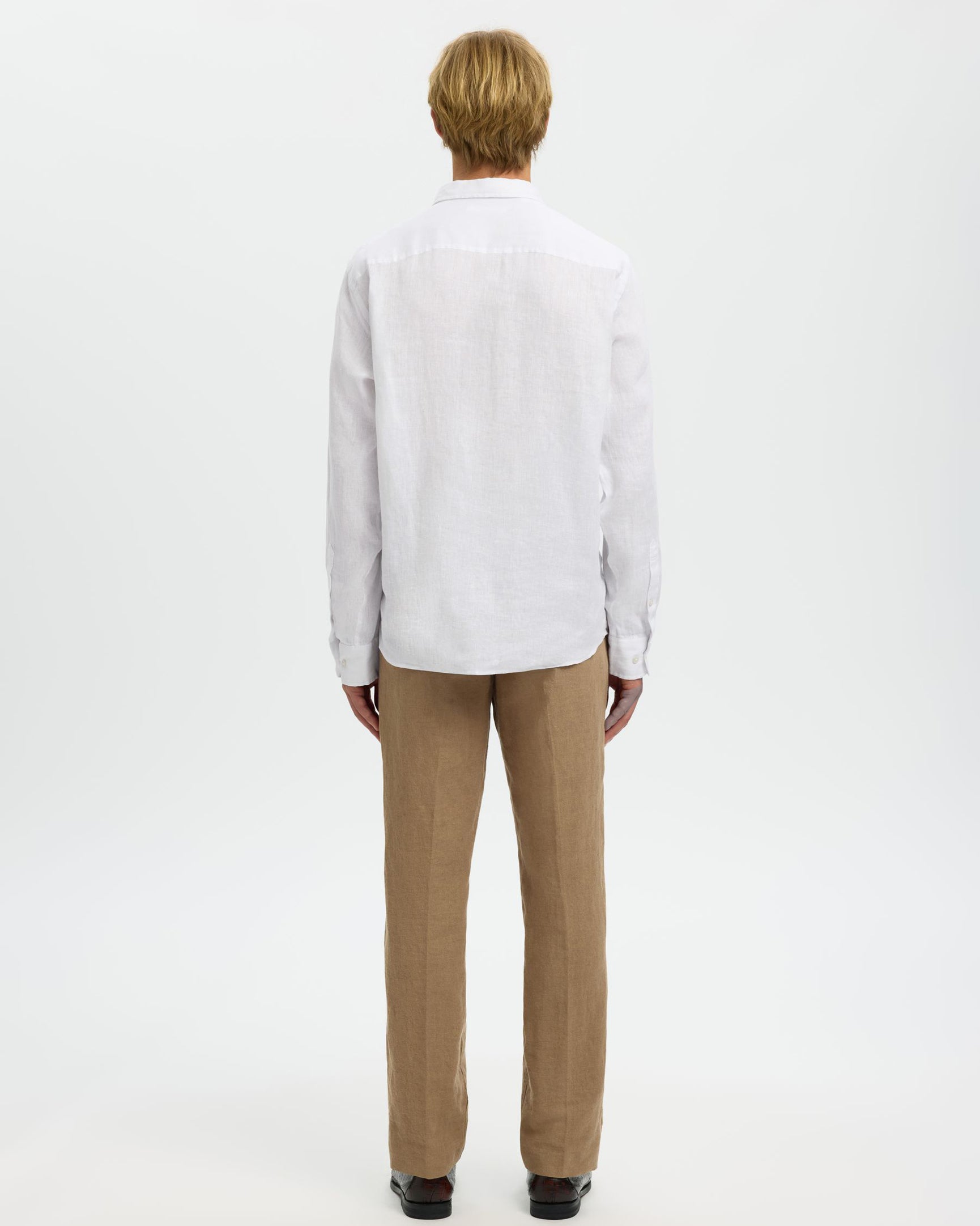 Clay Linen blend Long Sleeve Shirt - Bright White