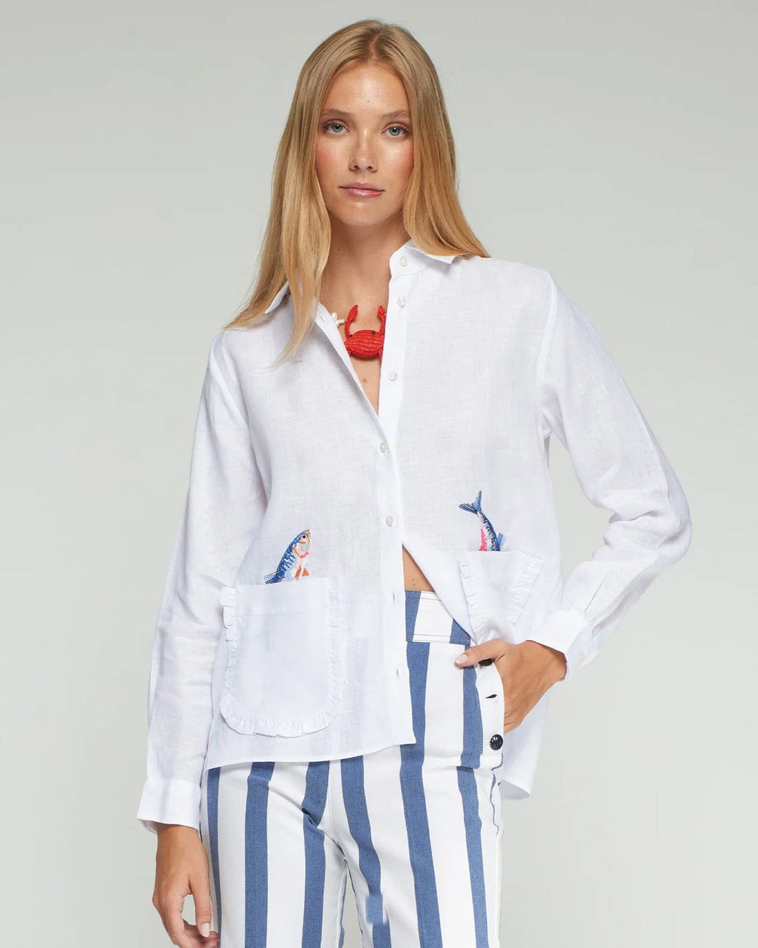 Volantitos Pocket Fish Shirt - White