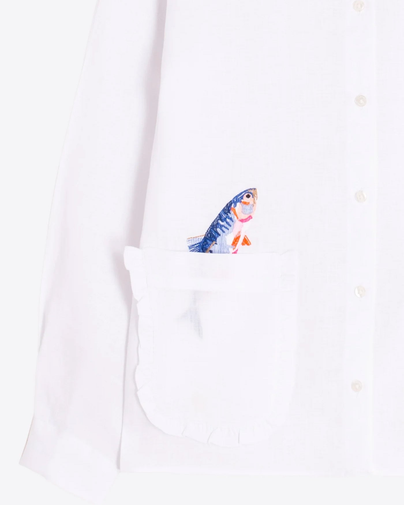 Volantitos Pocket Fish Shirt - White
