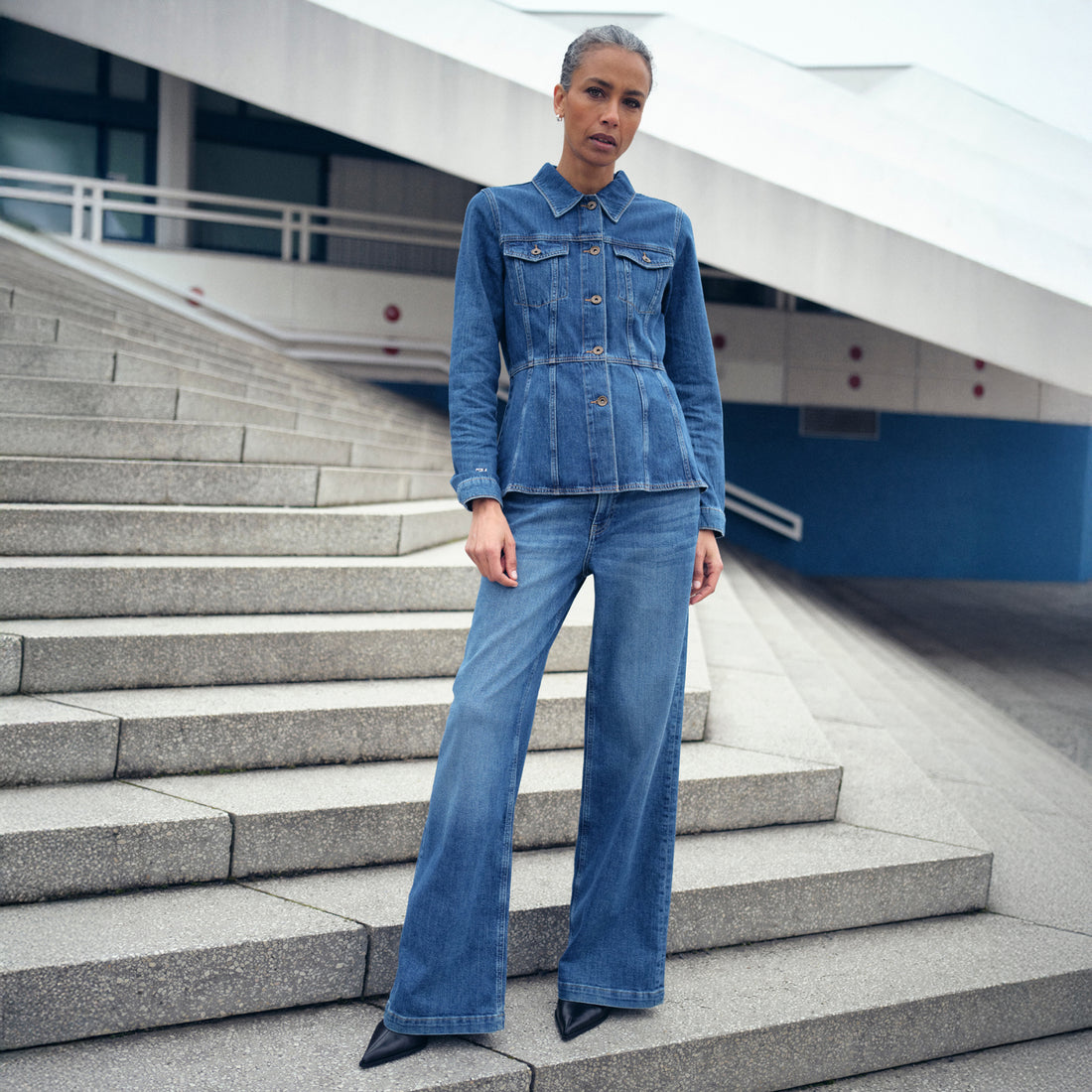 Dara Deco Jeans - Mid Blue