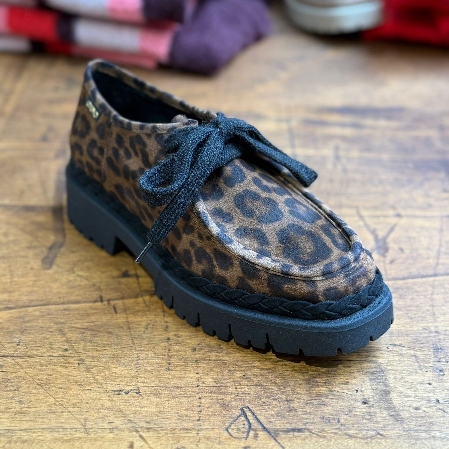 Candia Suede Lace Up Shoe - Animal Print