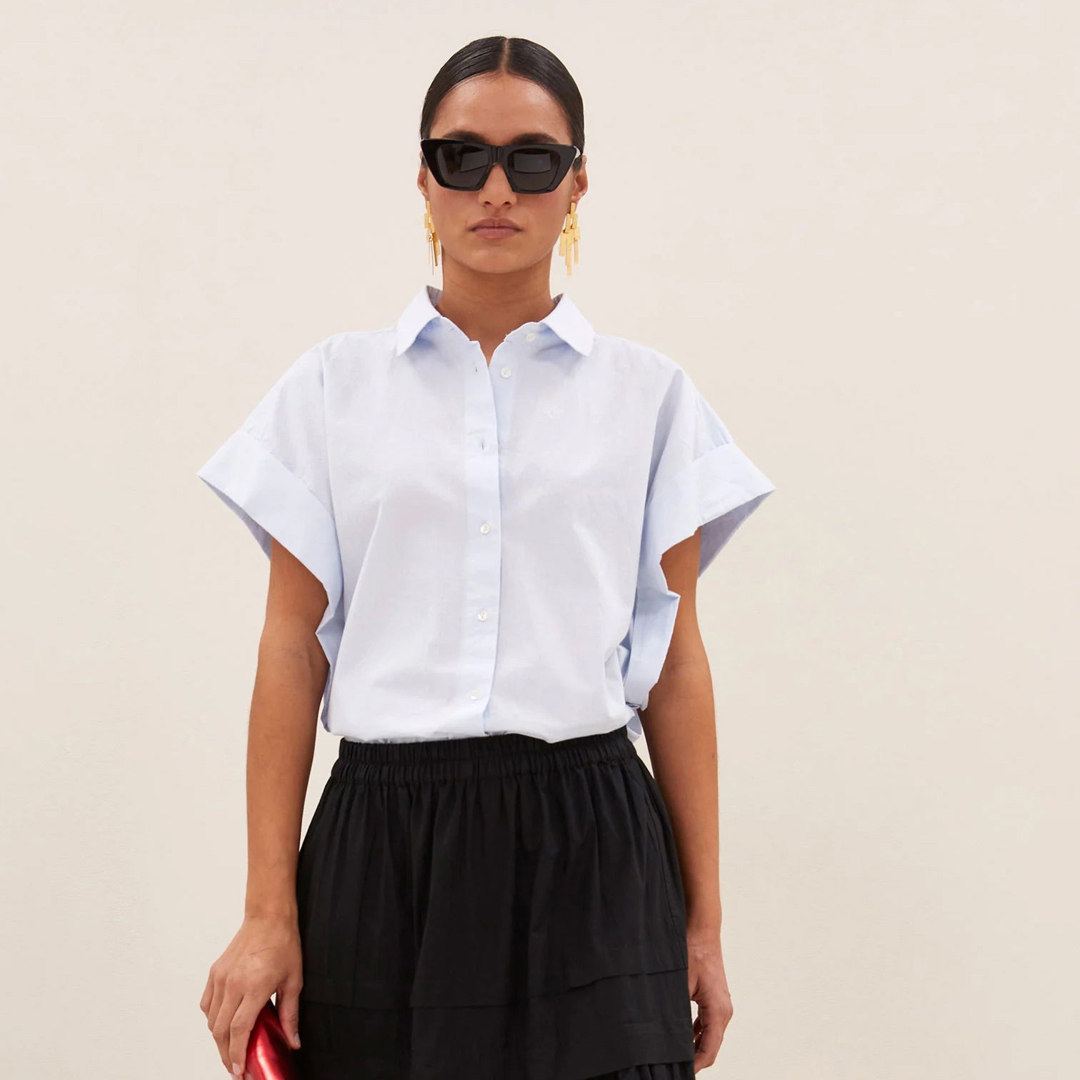 Pixie Chambray Blouse - Light Blue