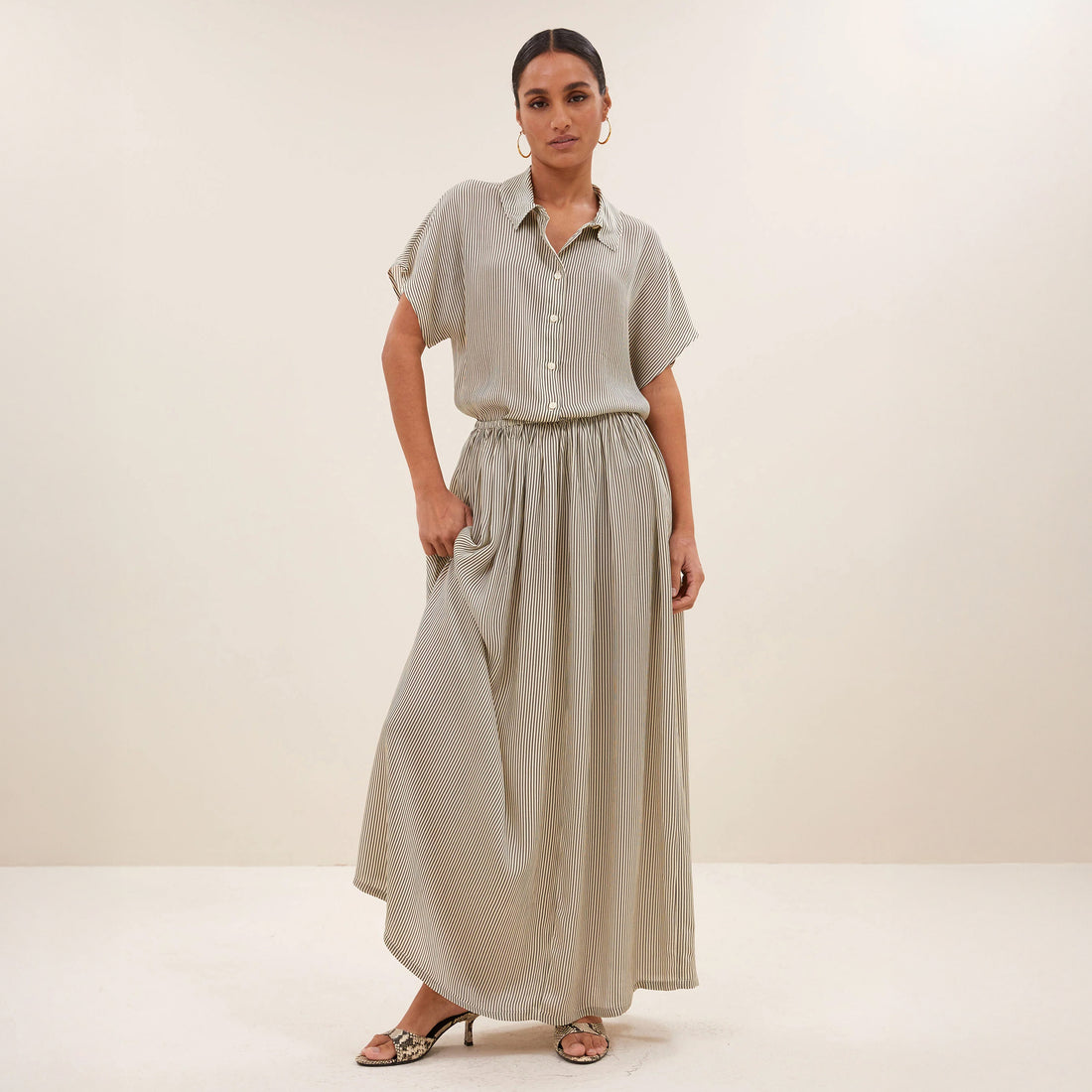 Reva Stripe Skirt - Graphite