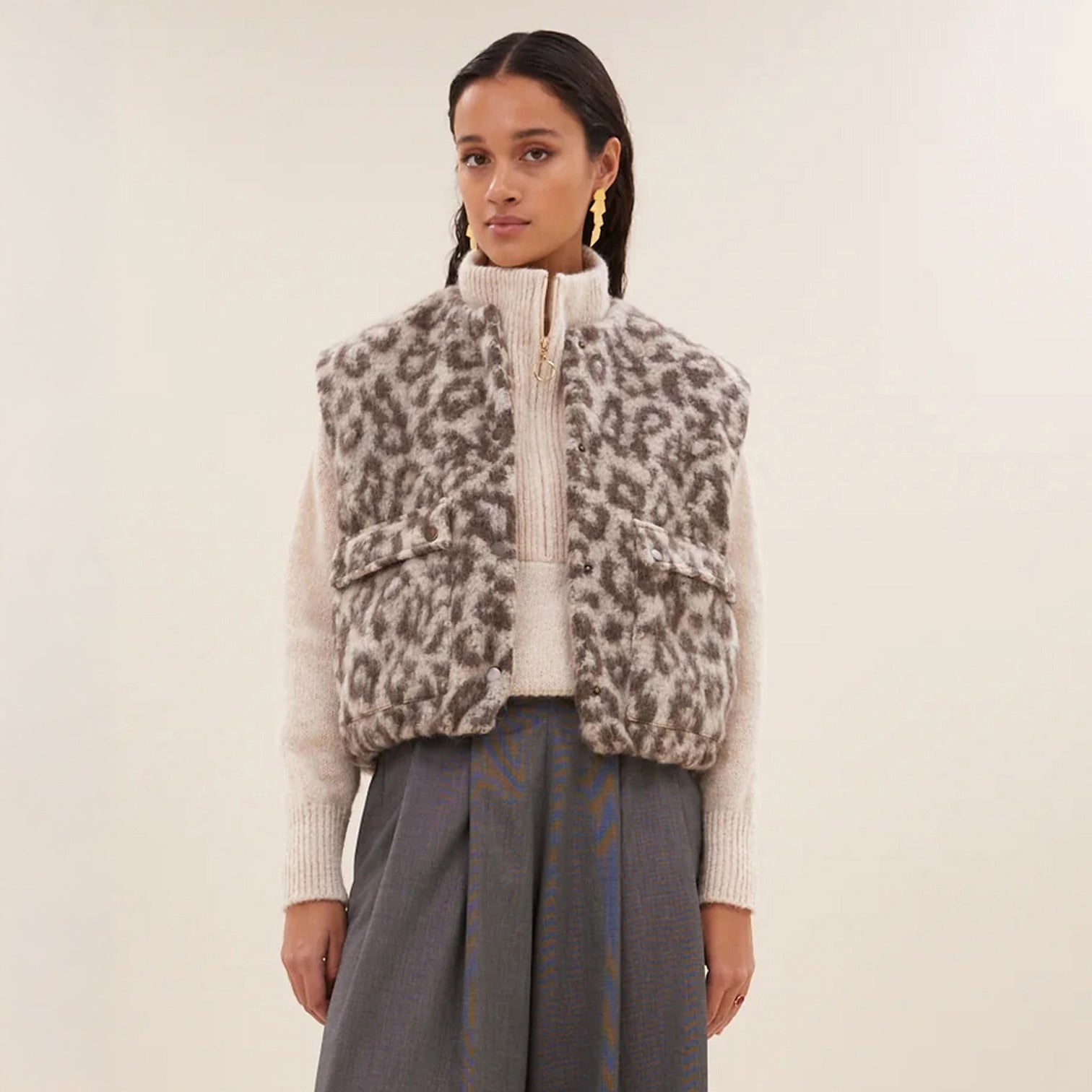 Maggie Leopard Gilet - Leopard Print