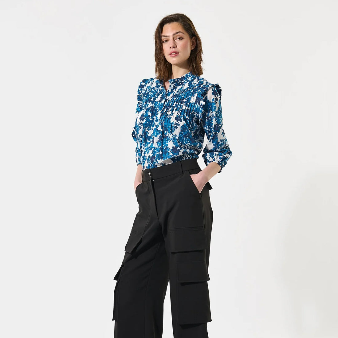 Line Blouse With Ruffles - Floret Space