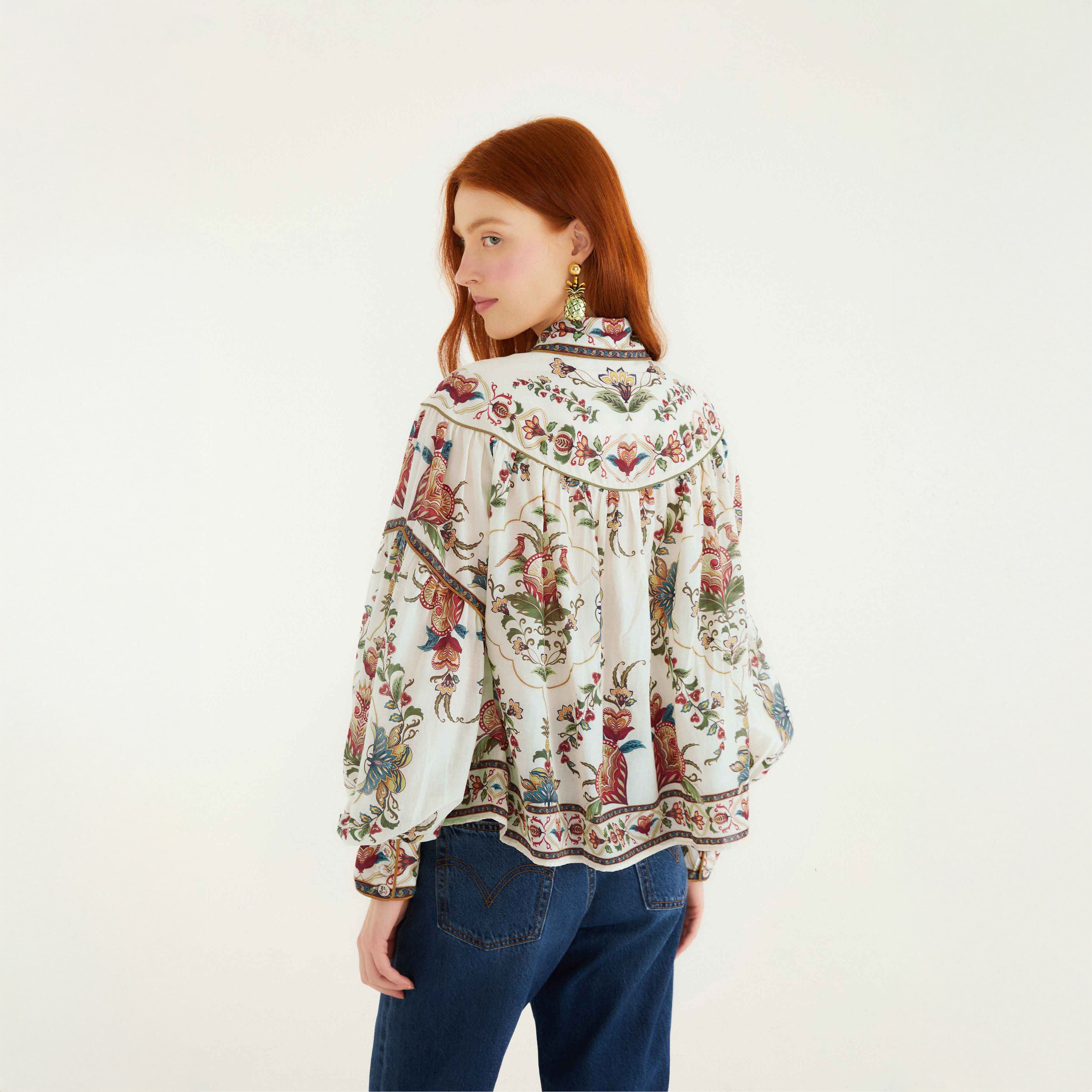 Majestic Hearts Cream Blouse - Majestic Hearts Cream