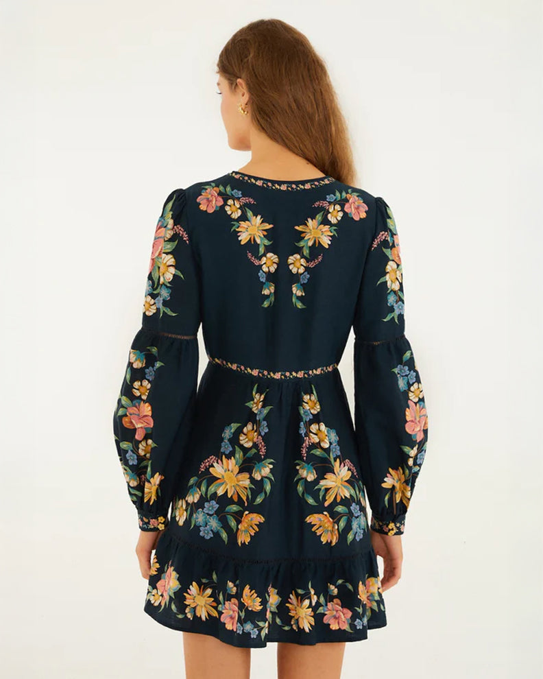 Floral Mini Dress - Maira Floral Dark Blue