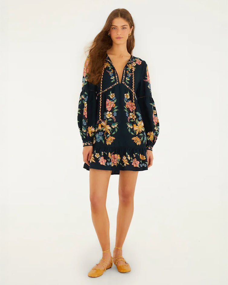 Floral Mini Dress - Maira Floral Dark Blue