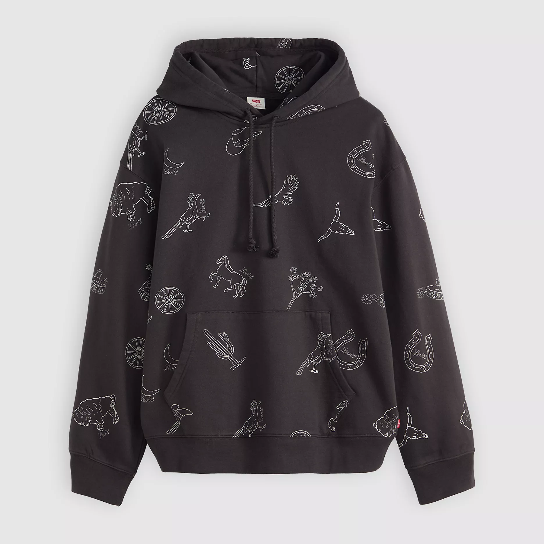 Relaxed Graphic Hoodie - Western Aop Phantom