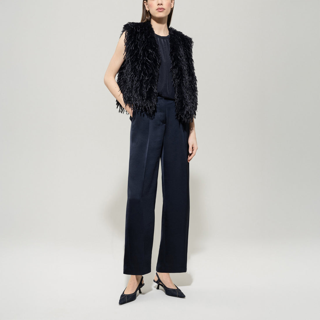 Feather Effect Gilet - Dark Blue