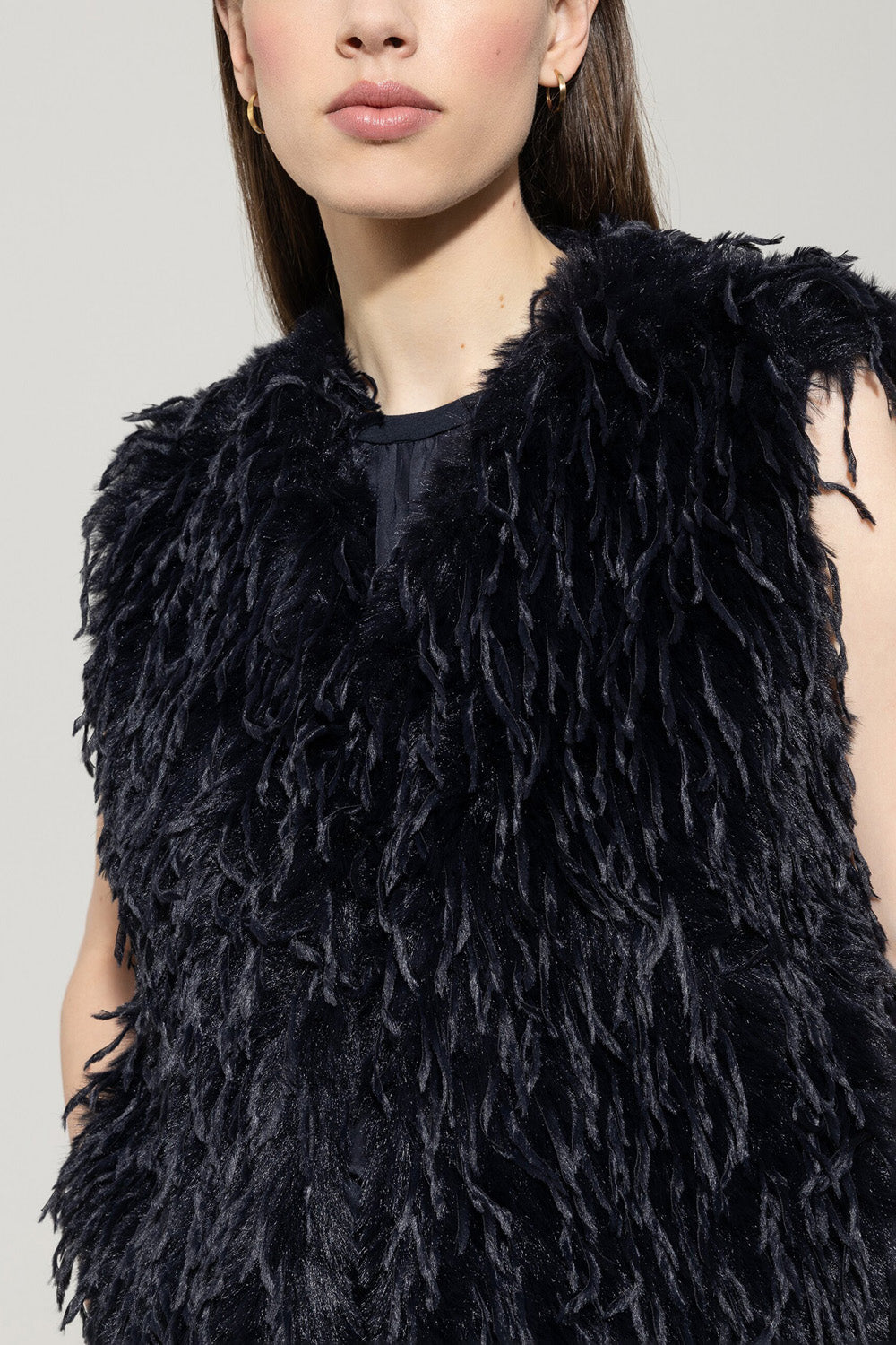 Feather Effect Gilet - Dark Blue