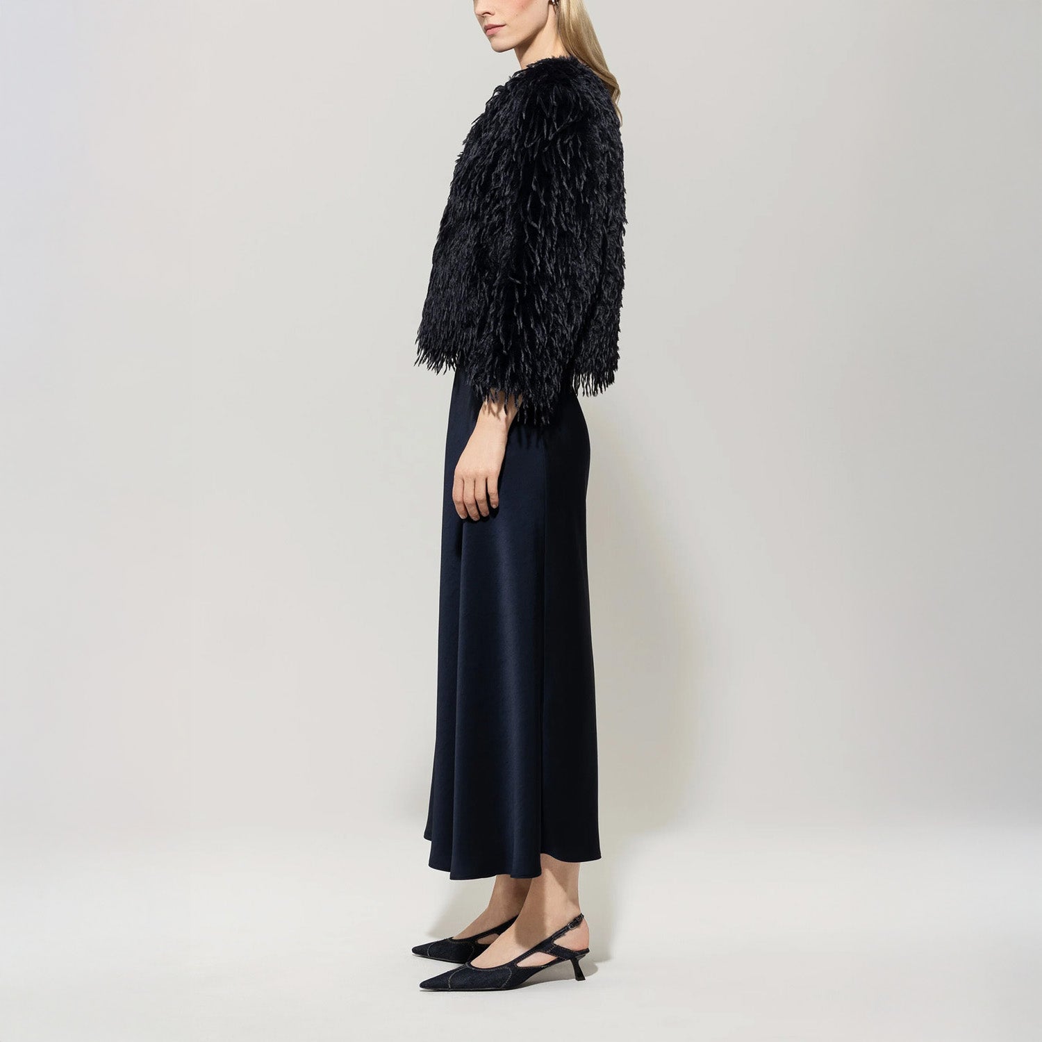 Feather Effect Jacket - Dark Blue