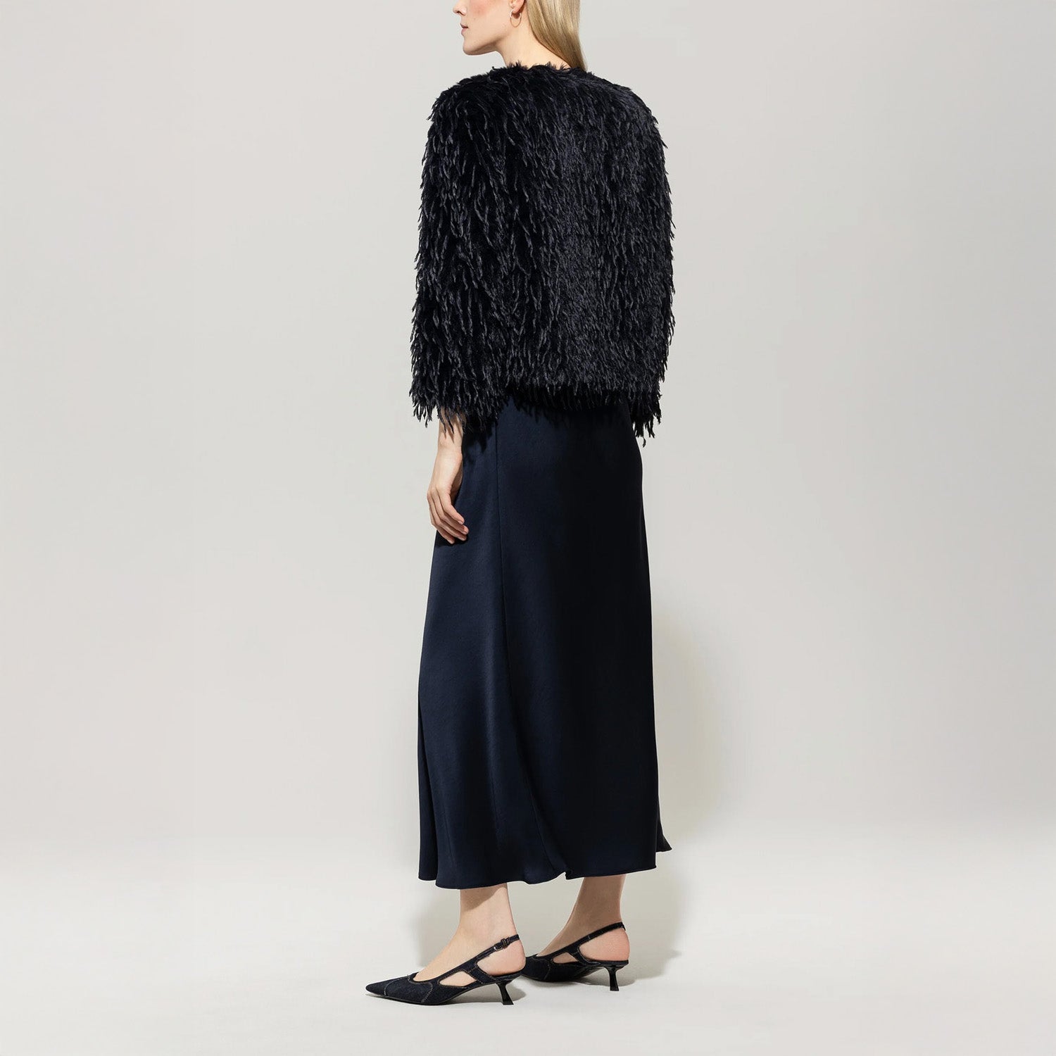 Feather Effect Jacket - Dark Blue