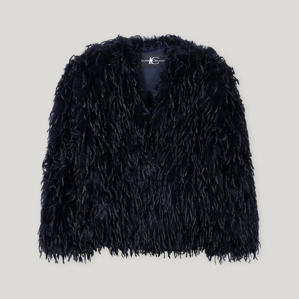 Feather Effect Jacket - Dark Blue