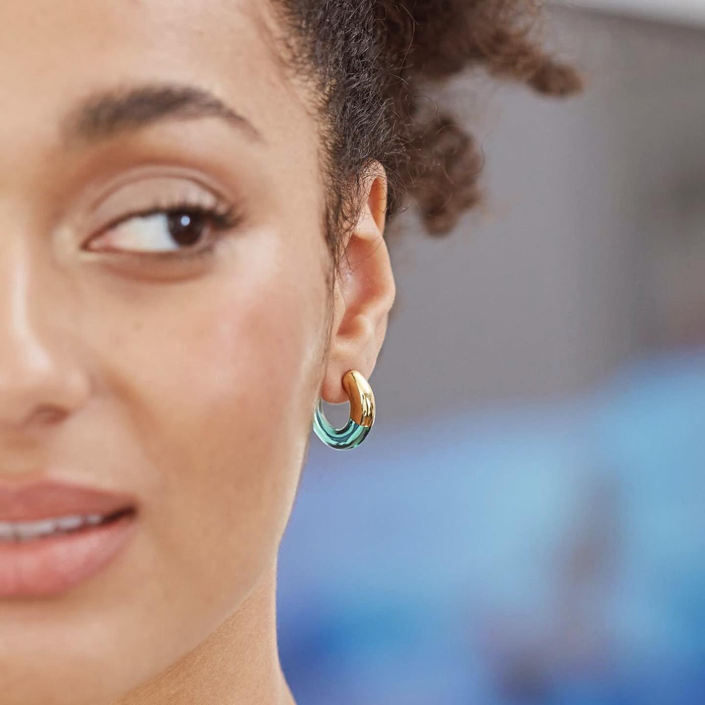 Gold Resin Hoop - Oxidised Green