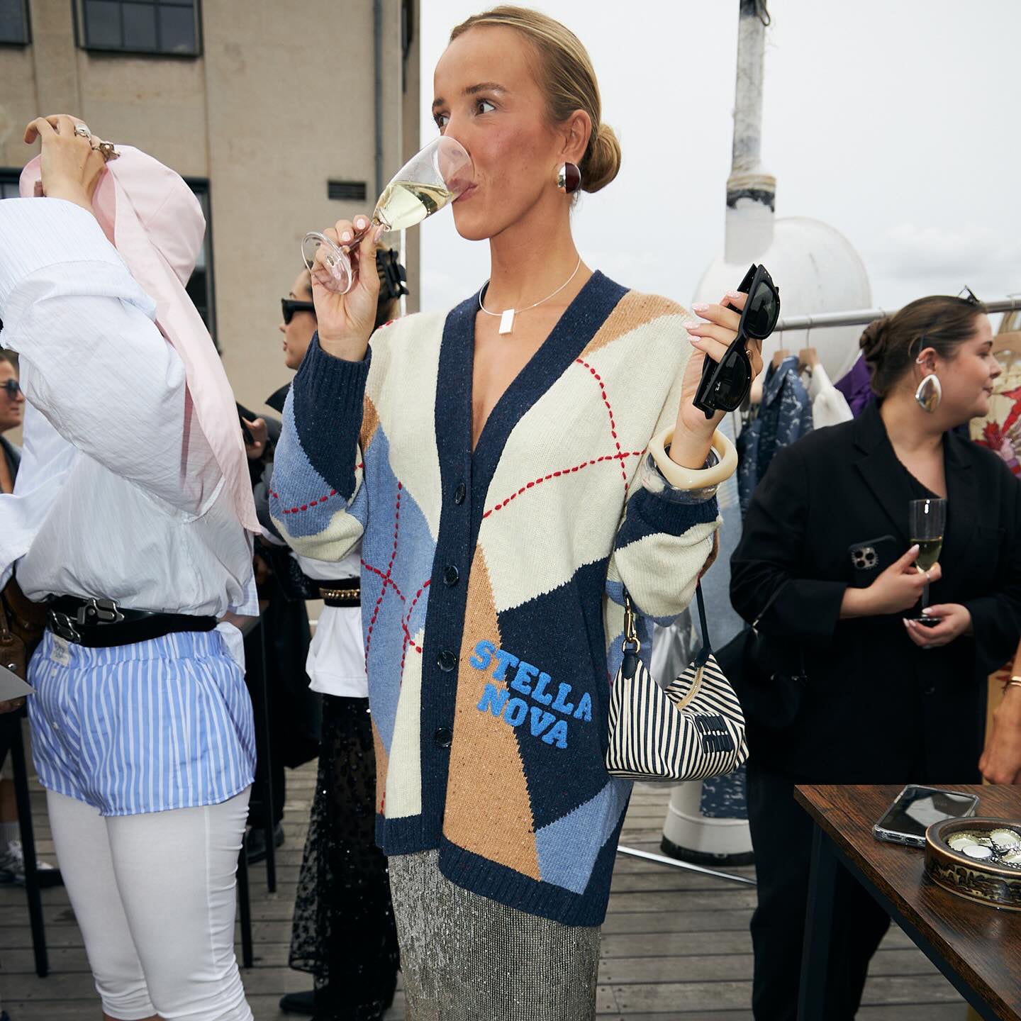 Oversized Cardigan In Wool Mix - Blue Sea