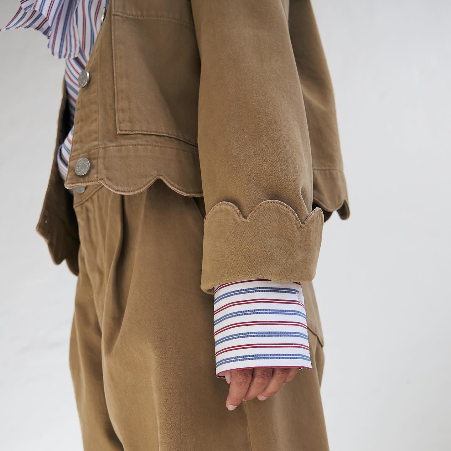 Striped Bow Shirt In Cotton - Red & Blue Stripes