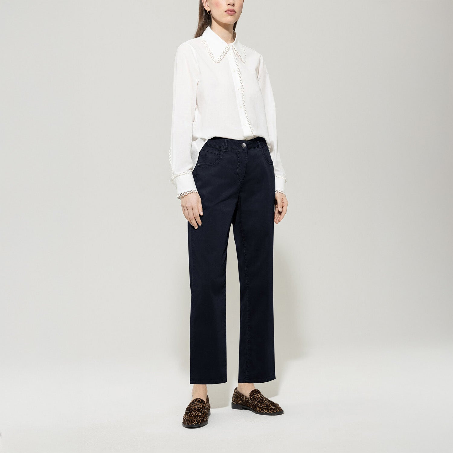 High Stretch Coloured Trousers - Dark Blue