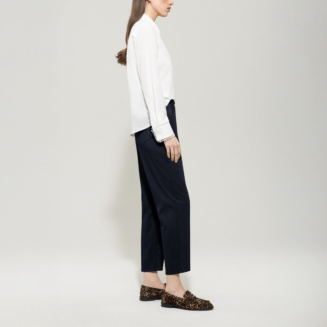 High Stretch Coloured Trousers - Dark Blue