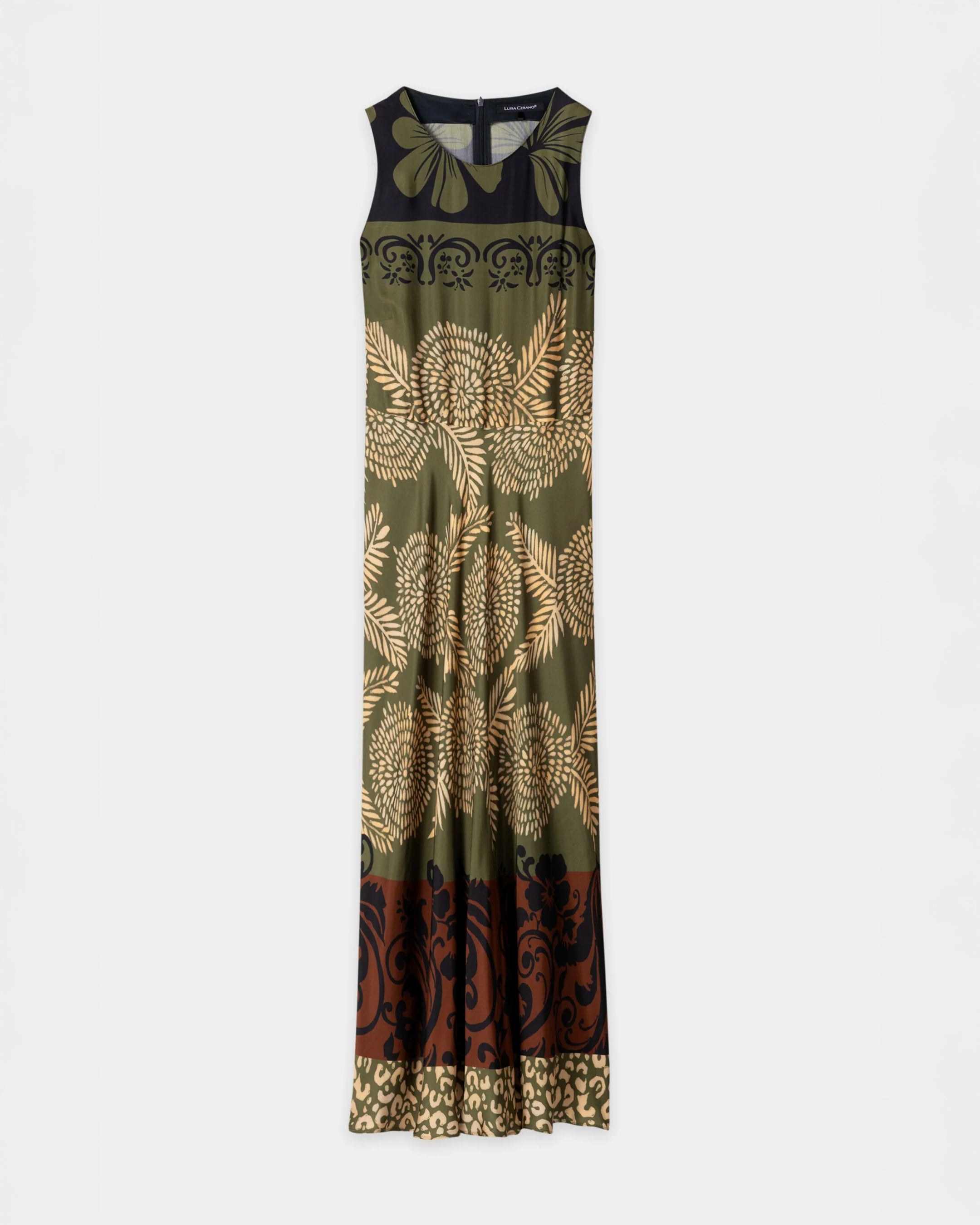 Maxi Dress With Leaf Print - Multi