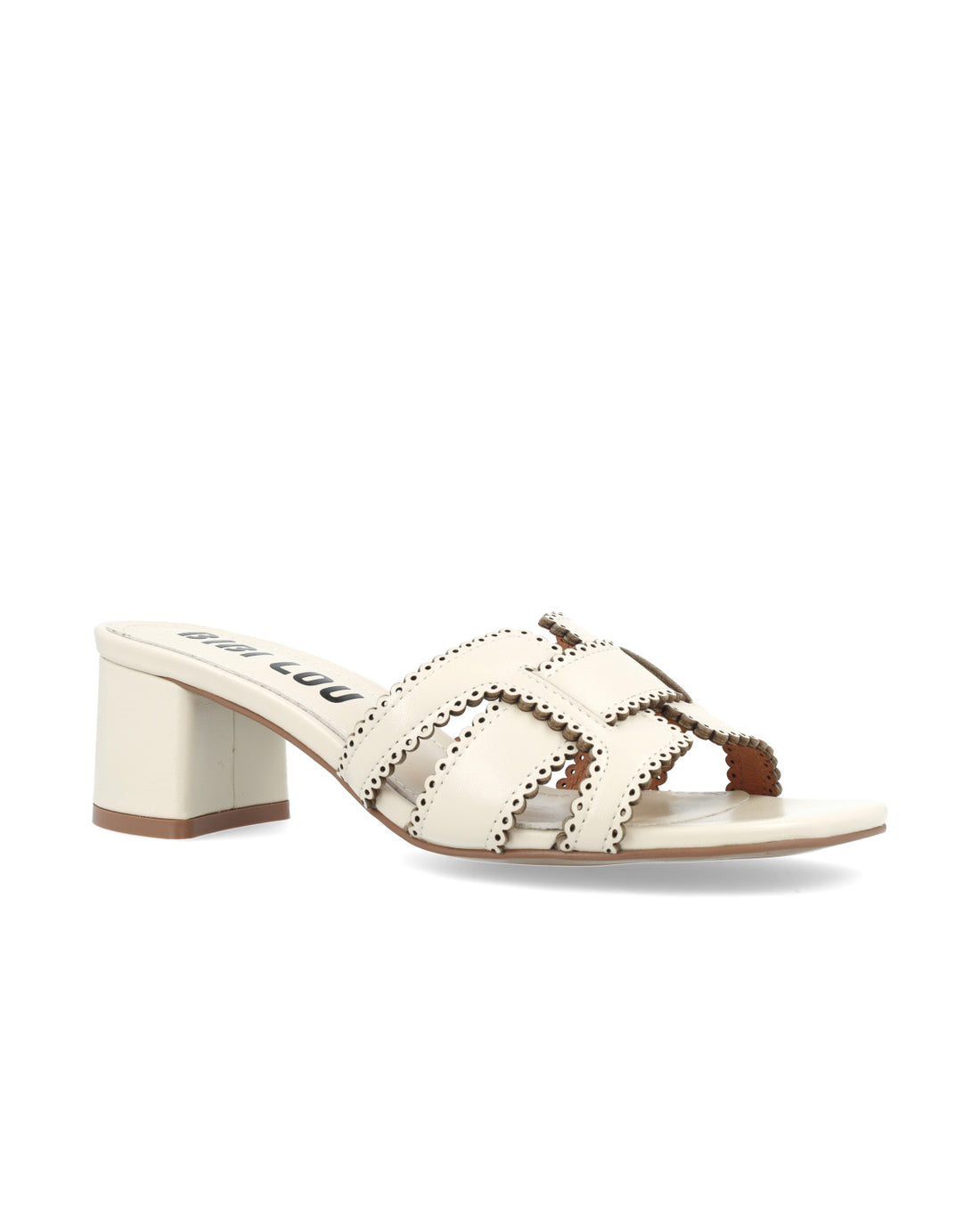 Block Heel Scalloped Sandal - Off White