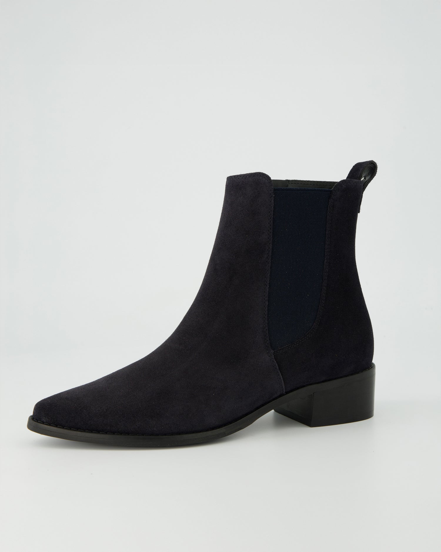 Pointed Suede Ankle Chelsea Boot - Navy