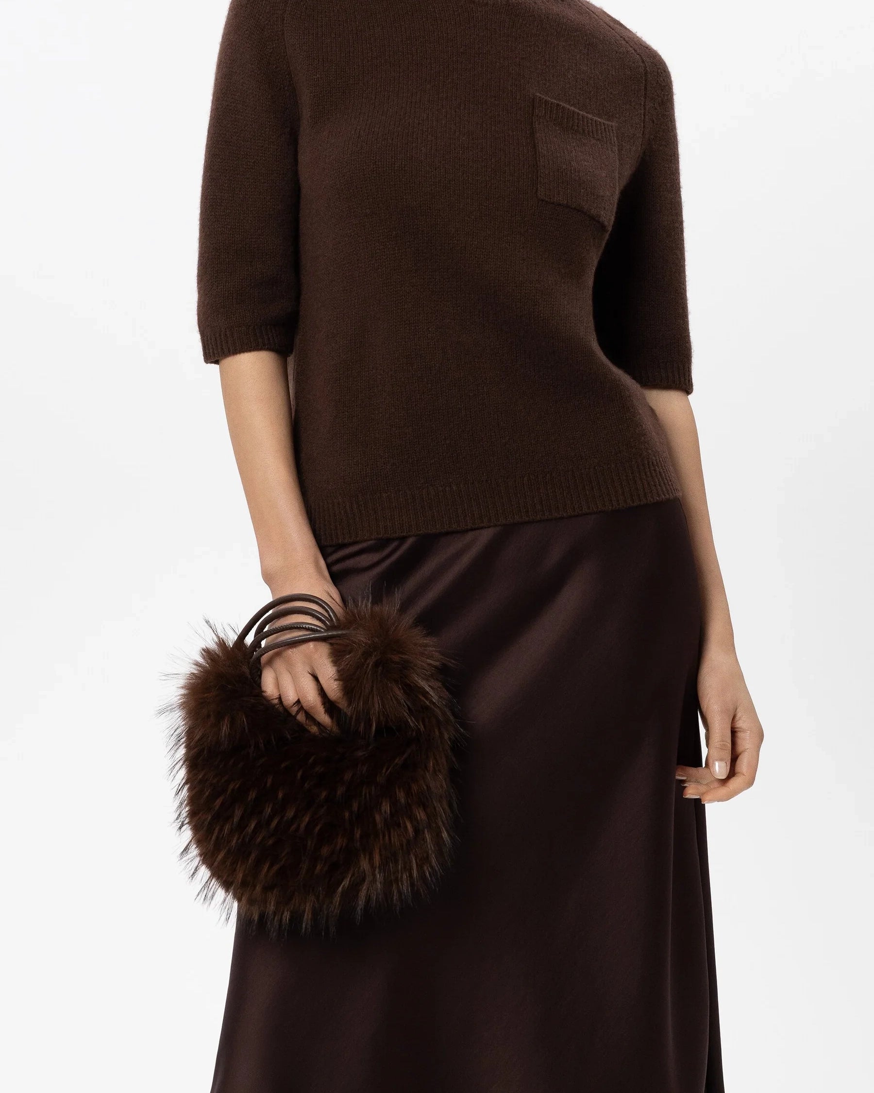 Boho Faux Fur Bag - Marone