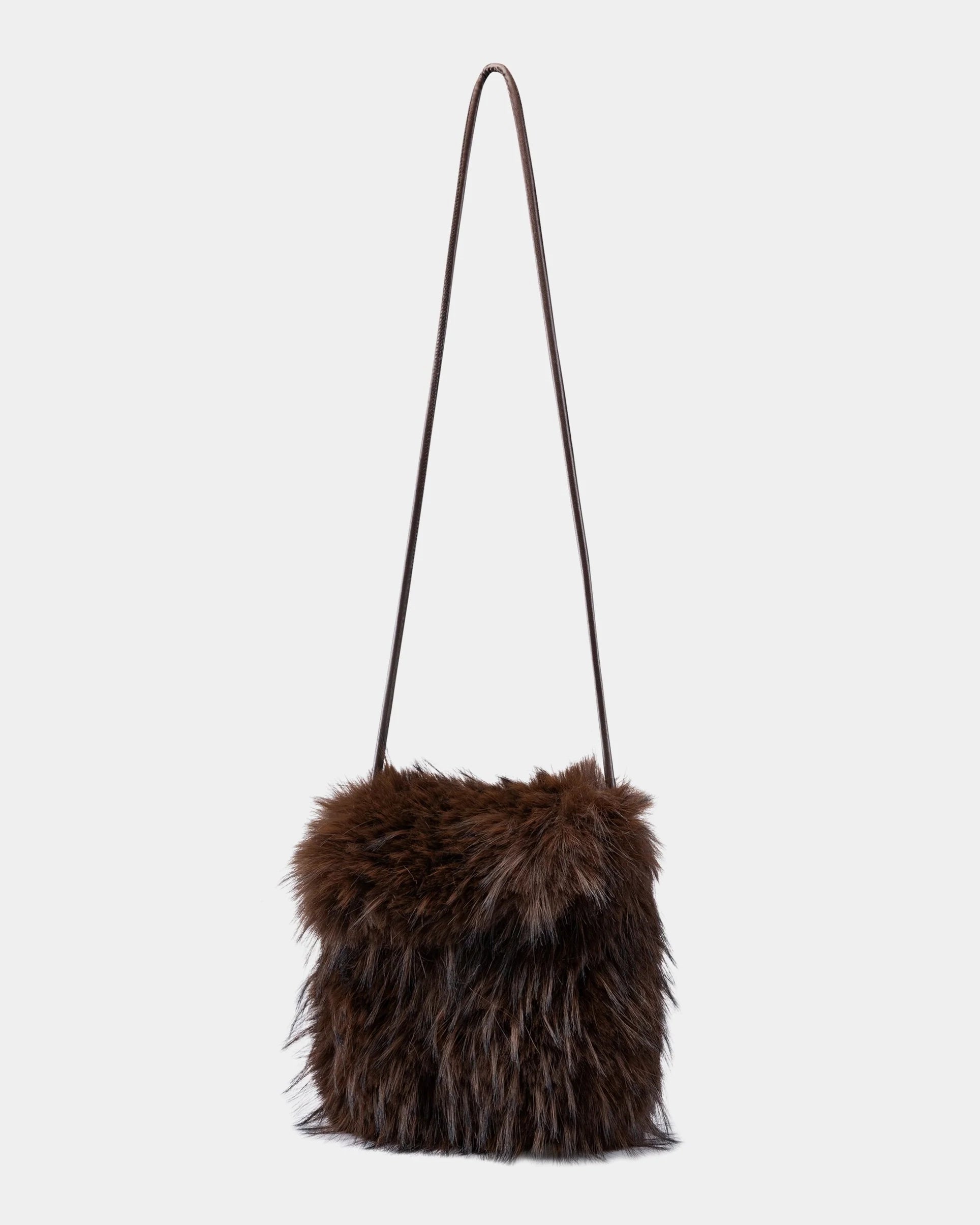 Boho Faux Fur Bag - Marone