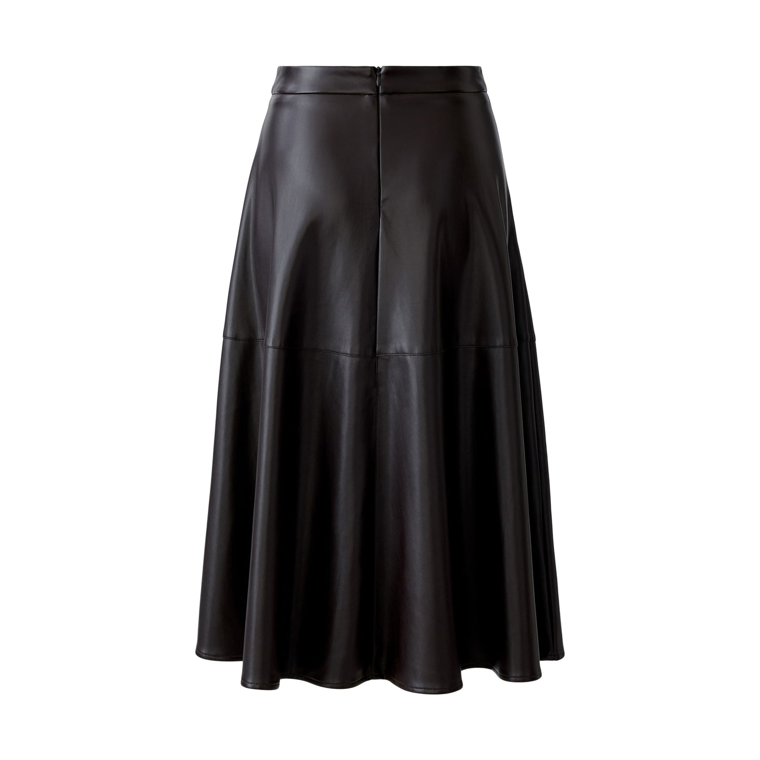 Pleather A Line Skirt - Dark Brown