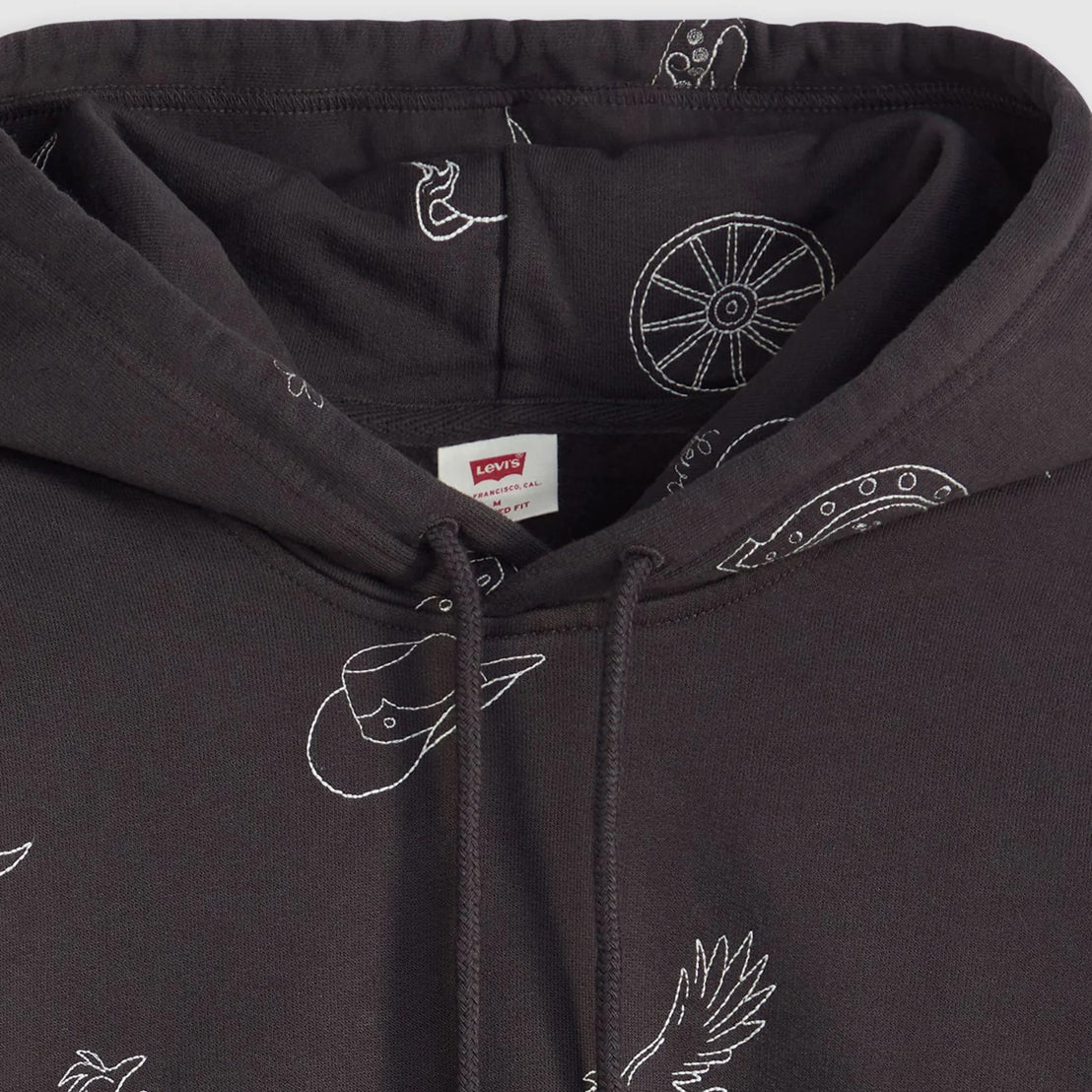 Relaxed Graphic Hoodie - Western Aop Phantom