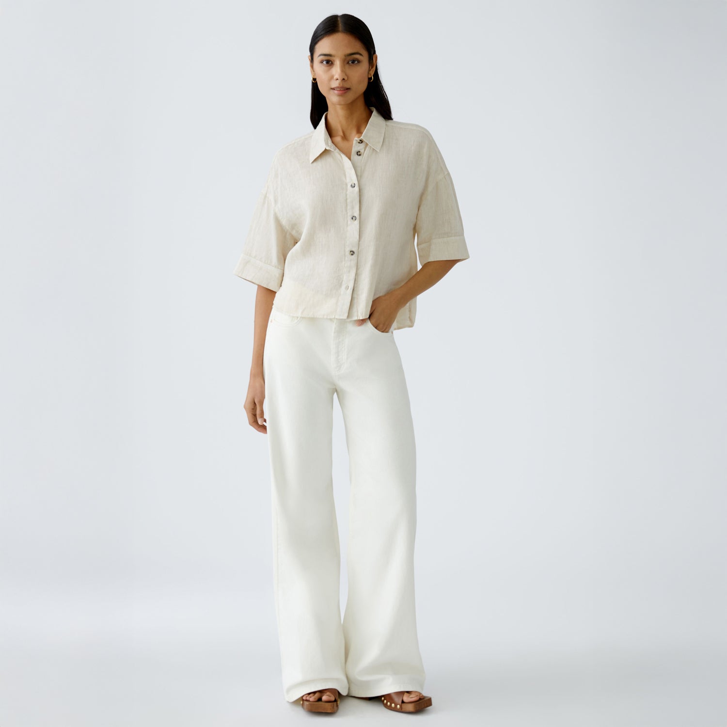 Short Sleeve Linen Shirt - Biscuit