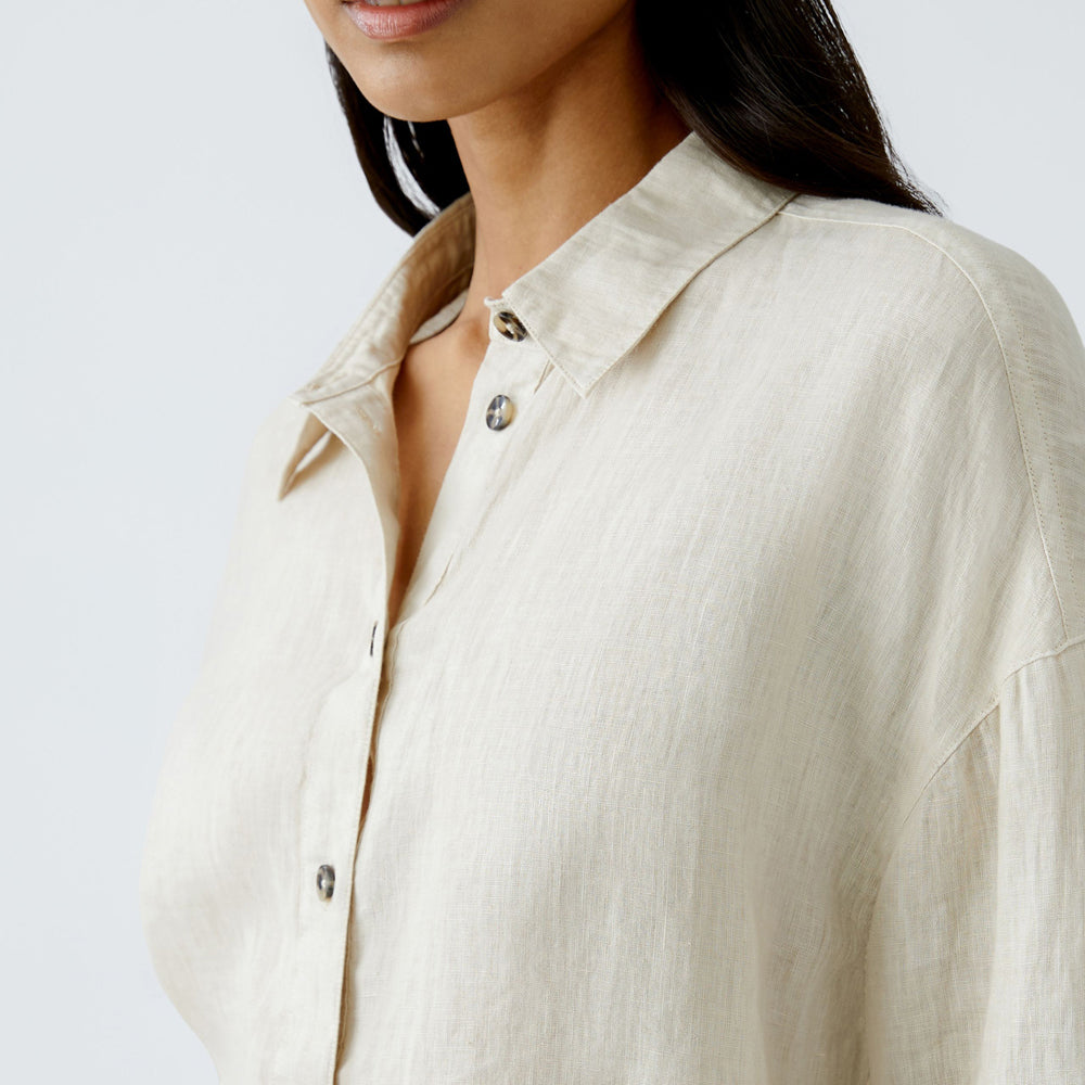 Short Sleeve Linen Shirt - Biscuit