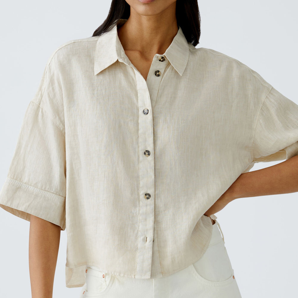 Short Sleeve Linen Shirt - Biscuit