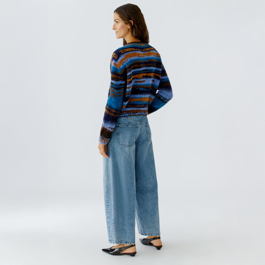 Stripe Fluffy Jumper - Blue Multi