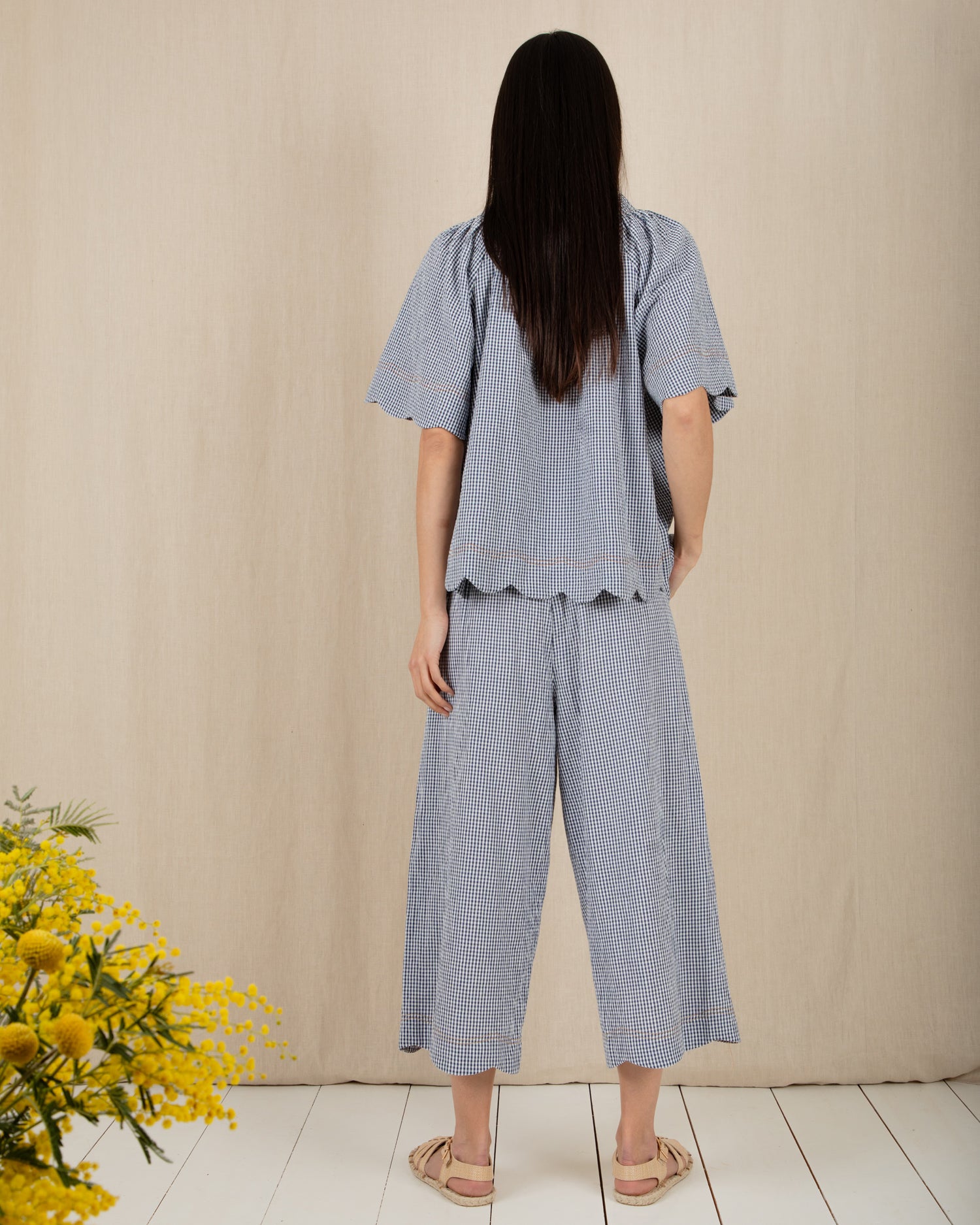 Aide Trouser - Navy Gingham