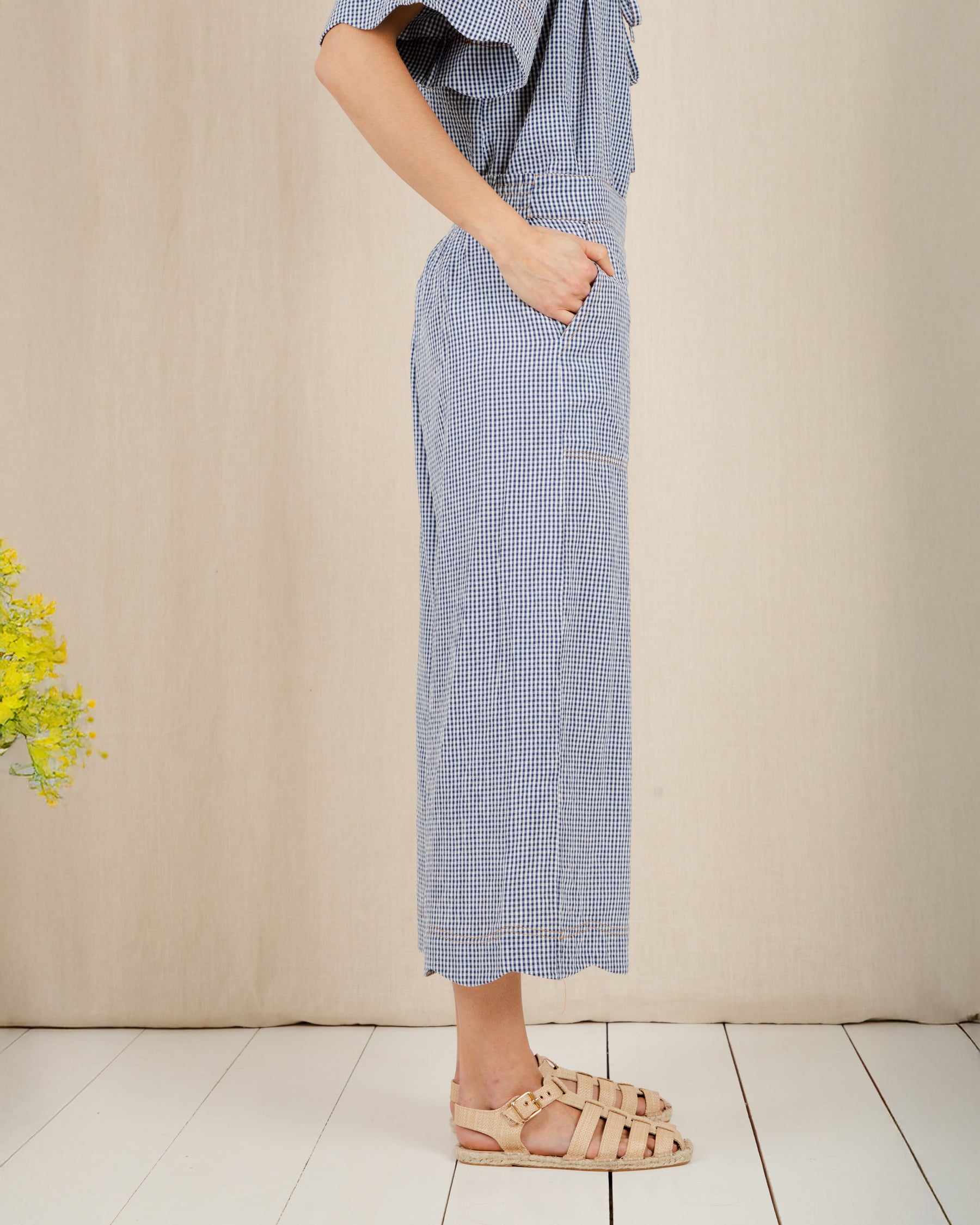 Aide Trouser - Navy Gingham