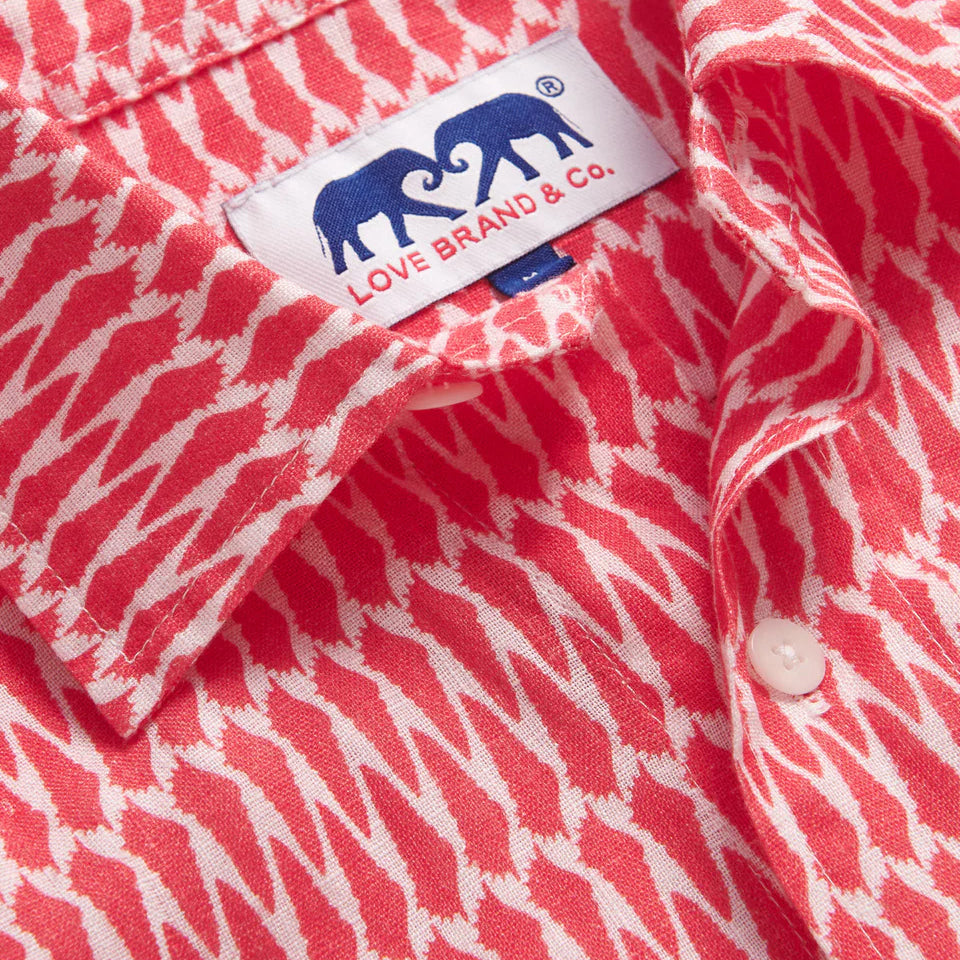 Abaco Printed Linen Shirt - Hot As Shell