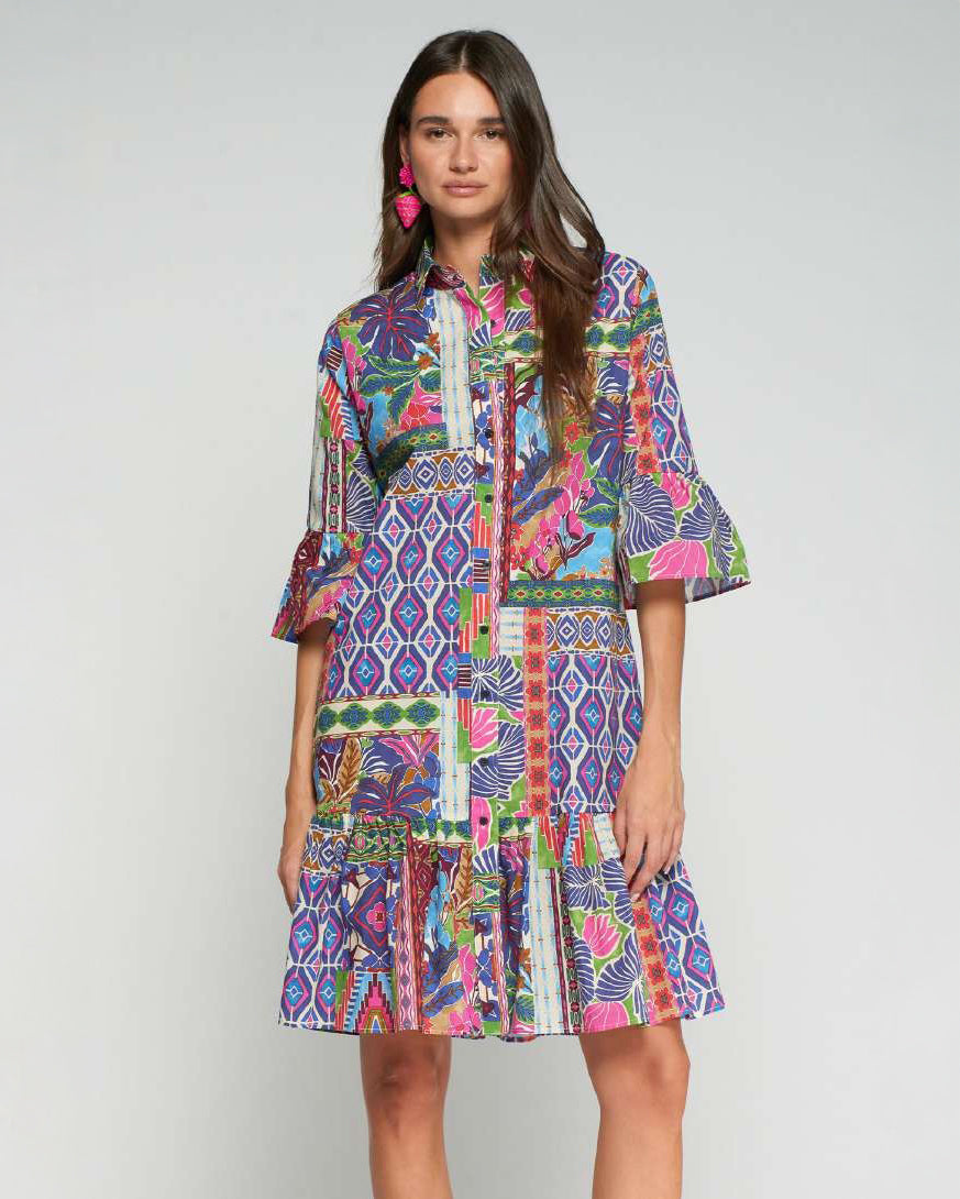Ada Patterned Short Dress - Multi