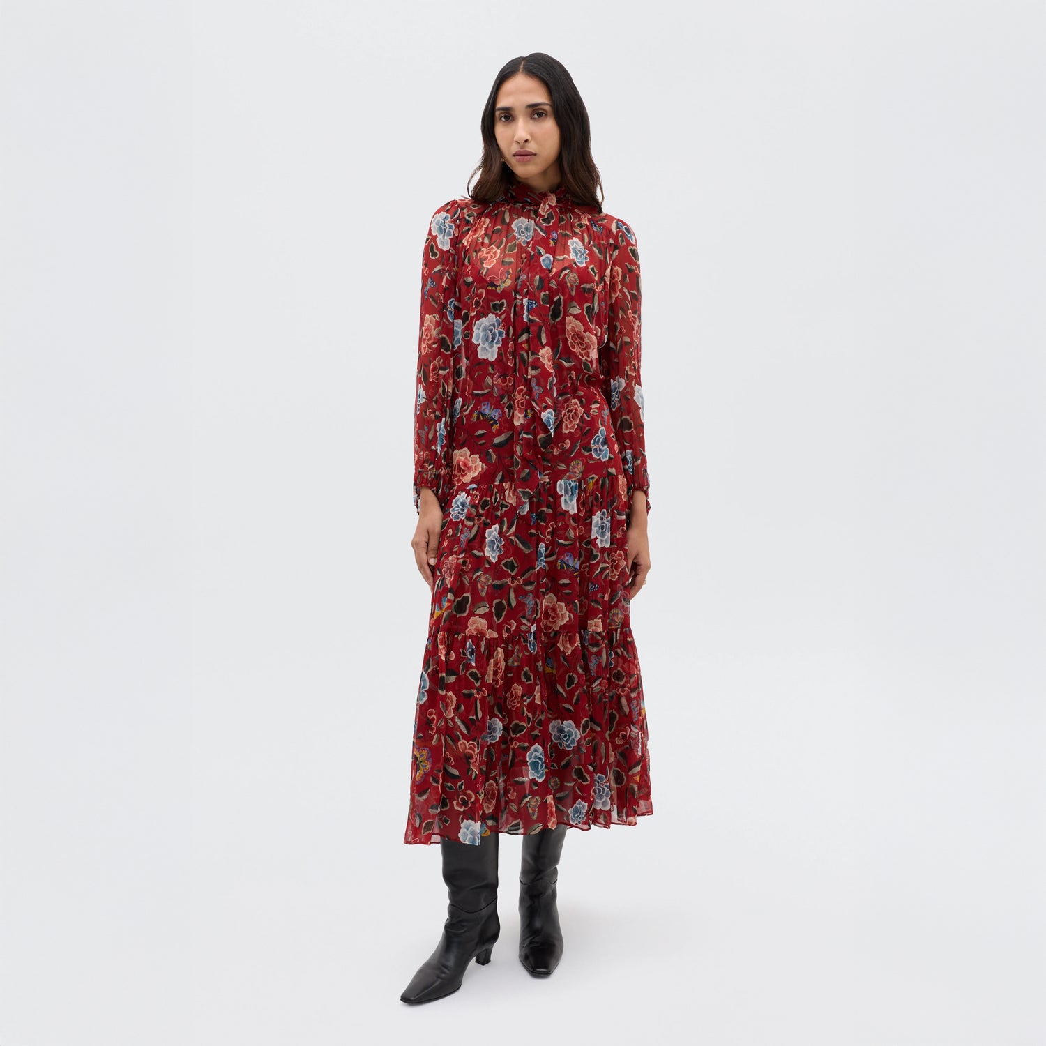 Adalind Dress - Butterfly Floral Red
