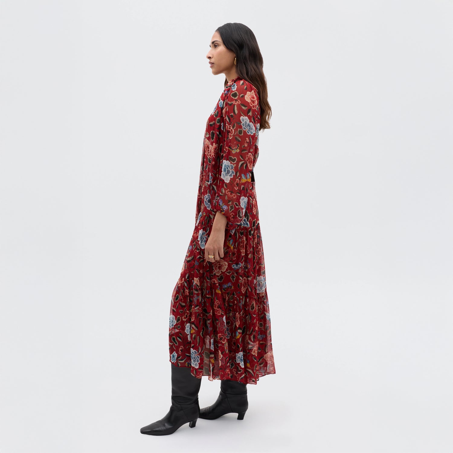 Adalind Dress - Butterfly Floral Red