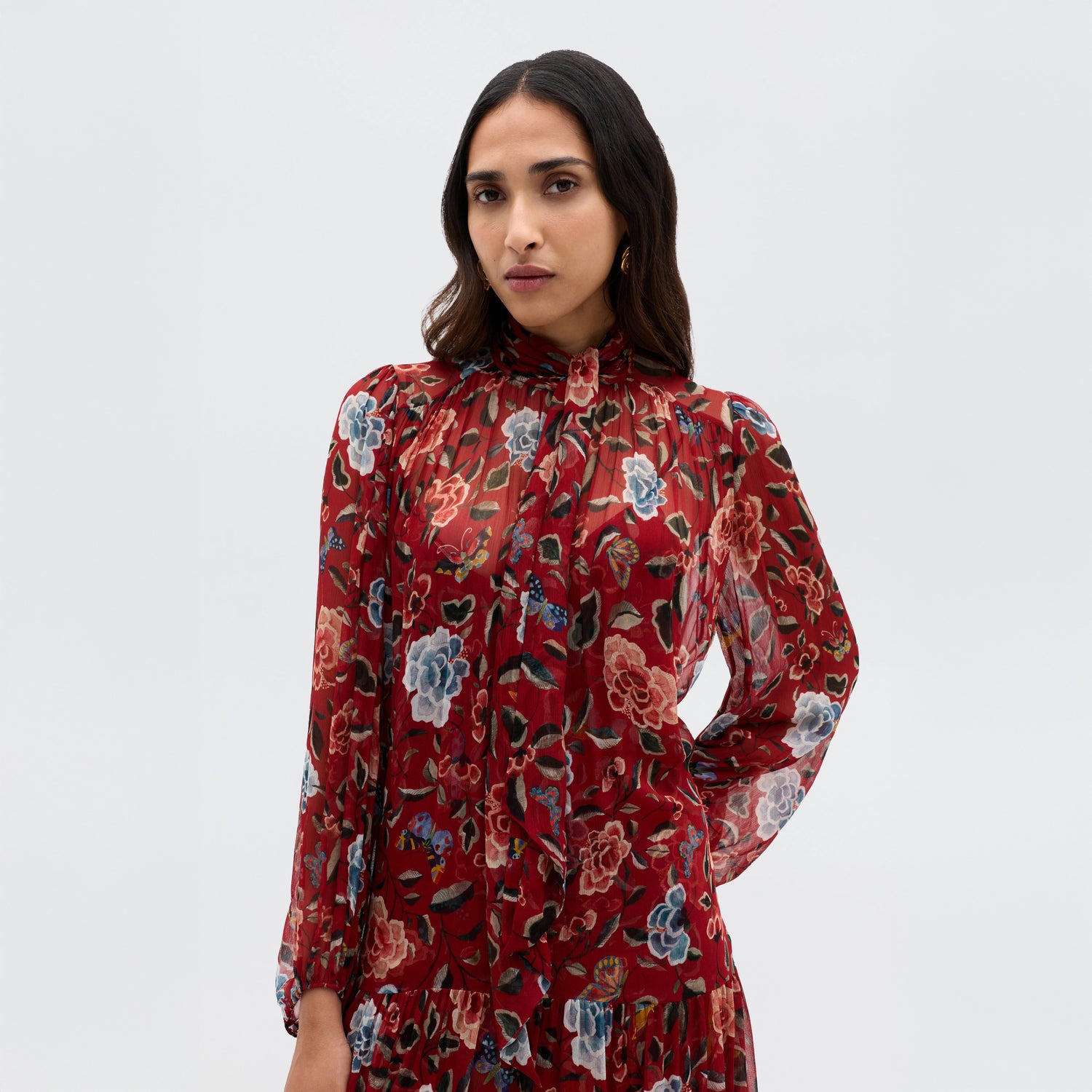 Adalind Dress - Butterfly Floral Red