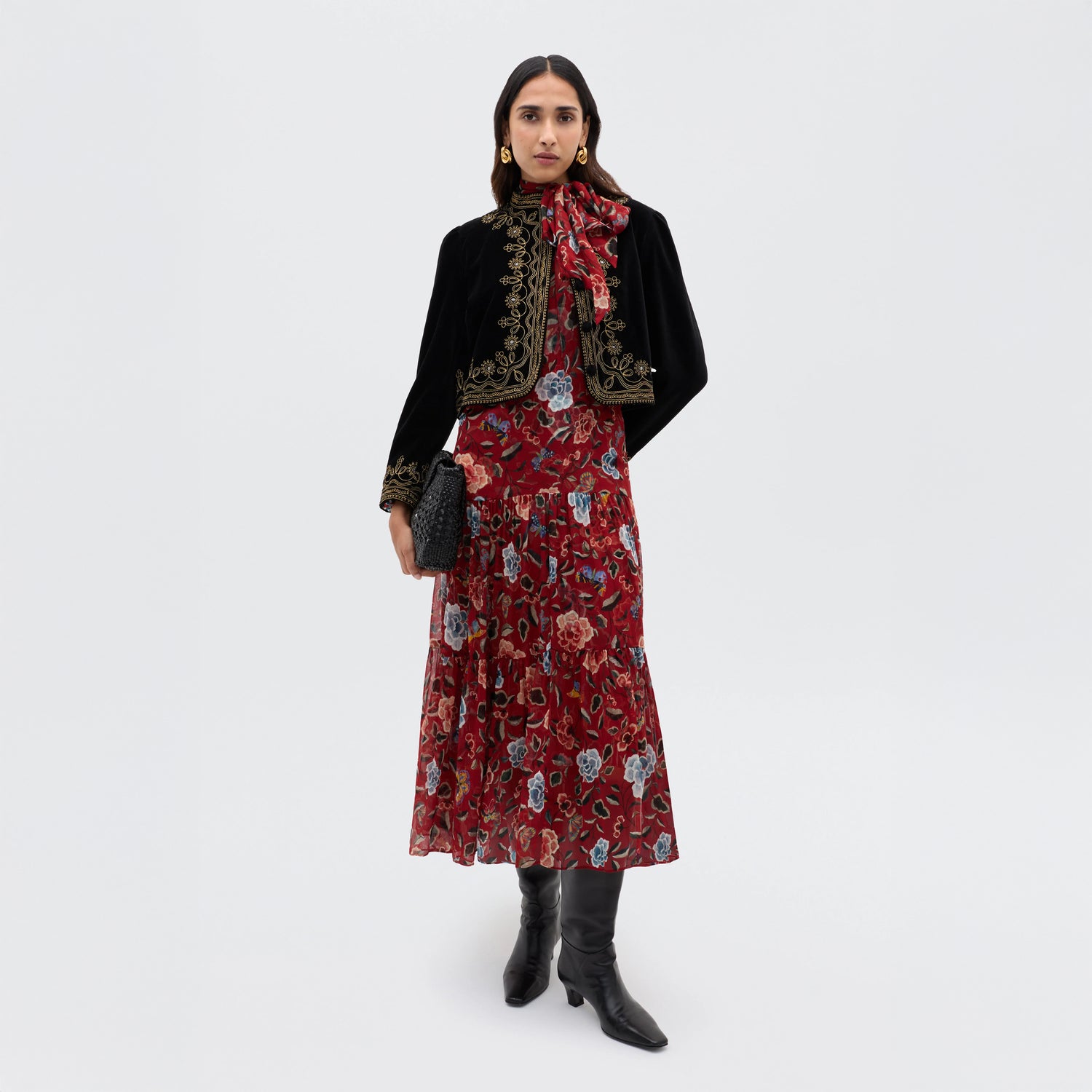 Adalind Dress - Butterfly Floral Red